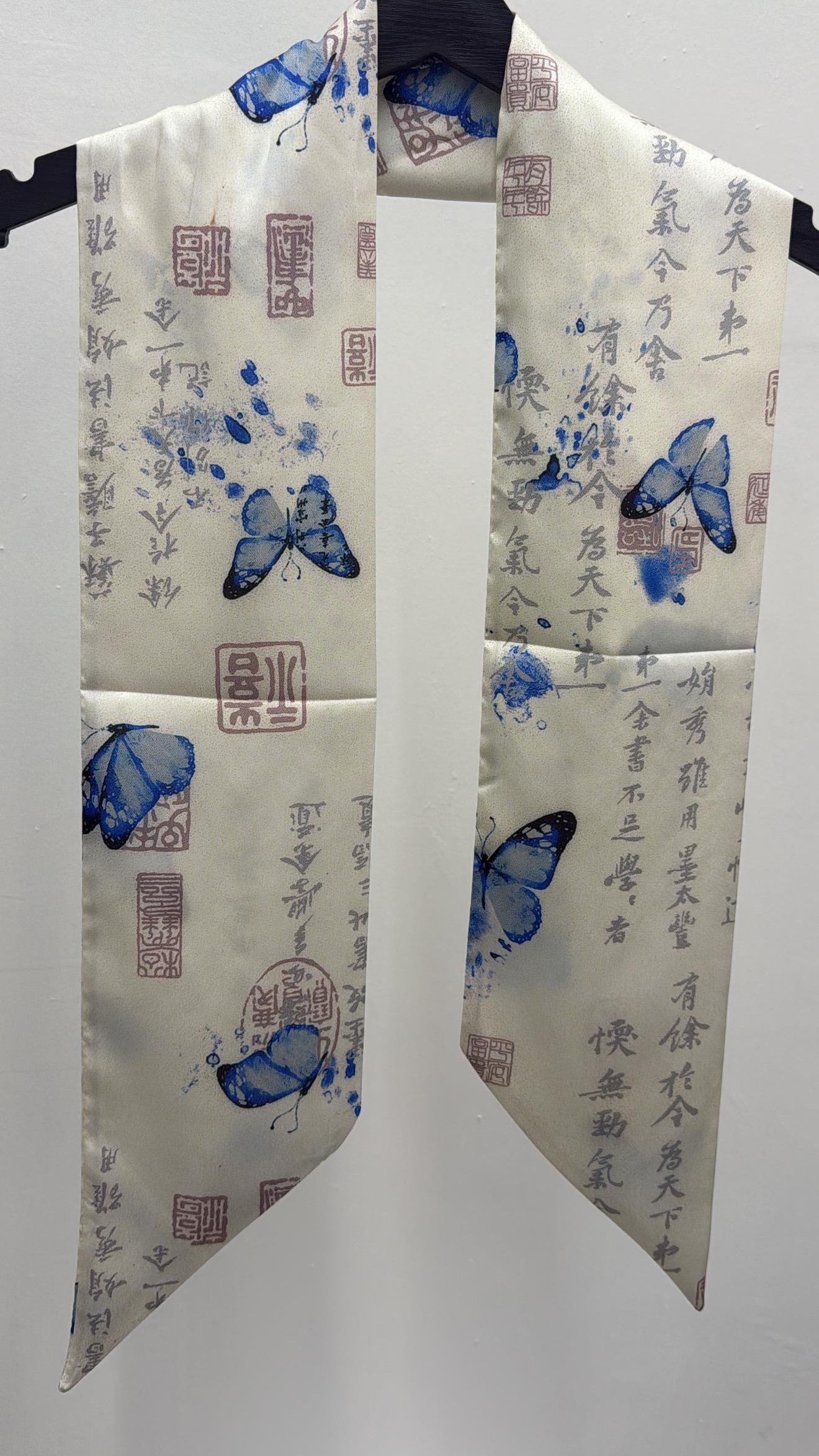 Butterfly Mavi Uzun Fular