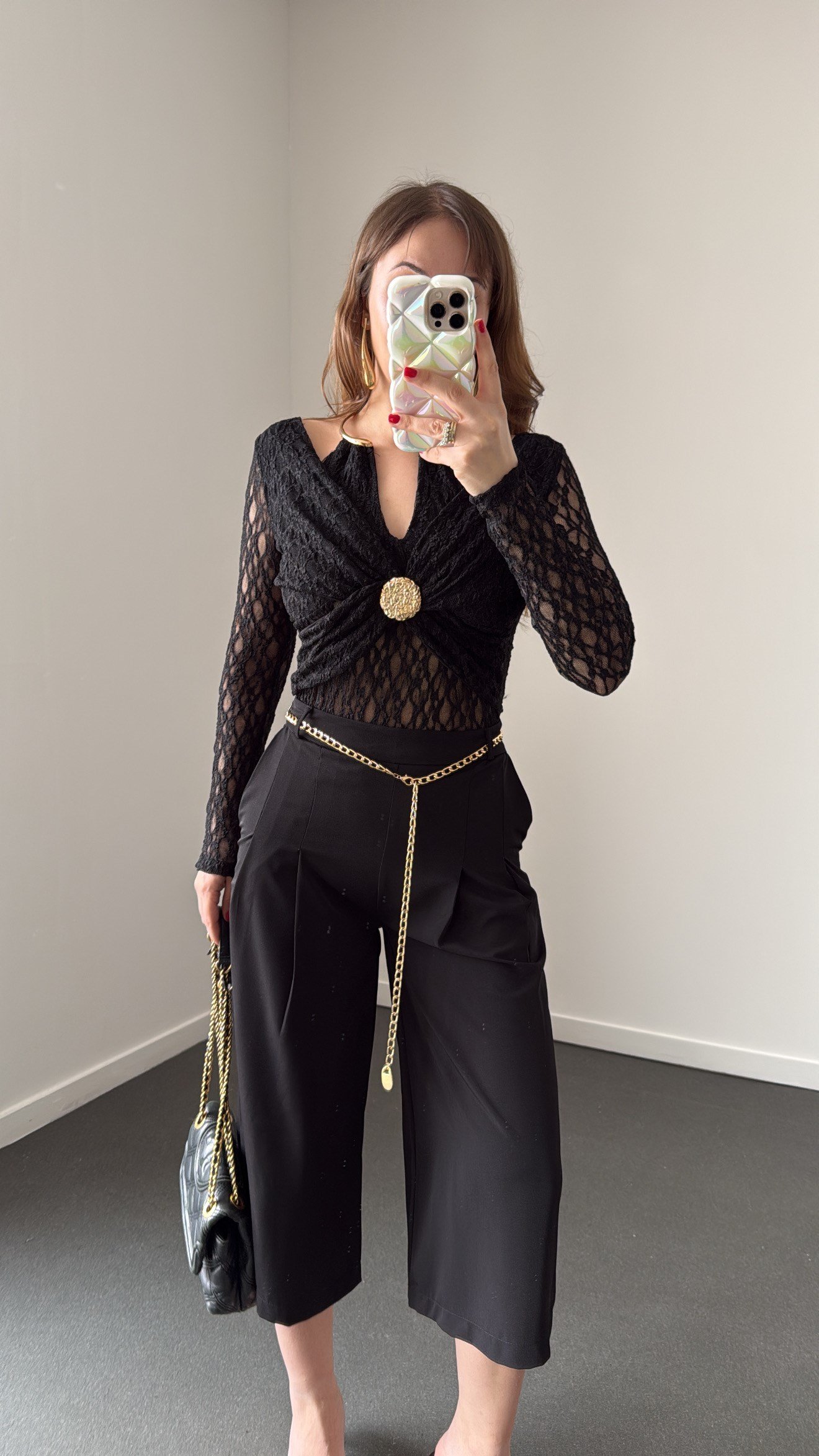 Capucine Siyah Gold Kemerli BermudaC
