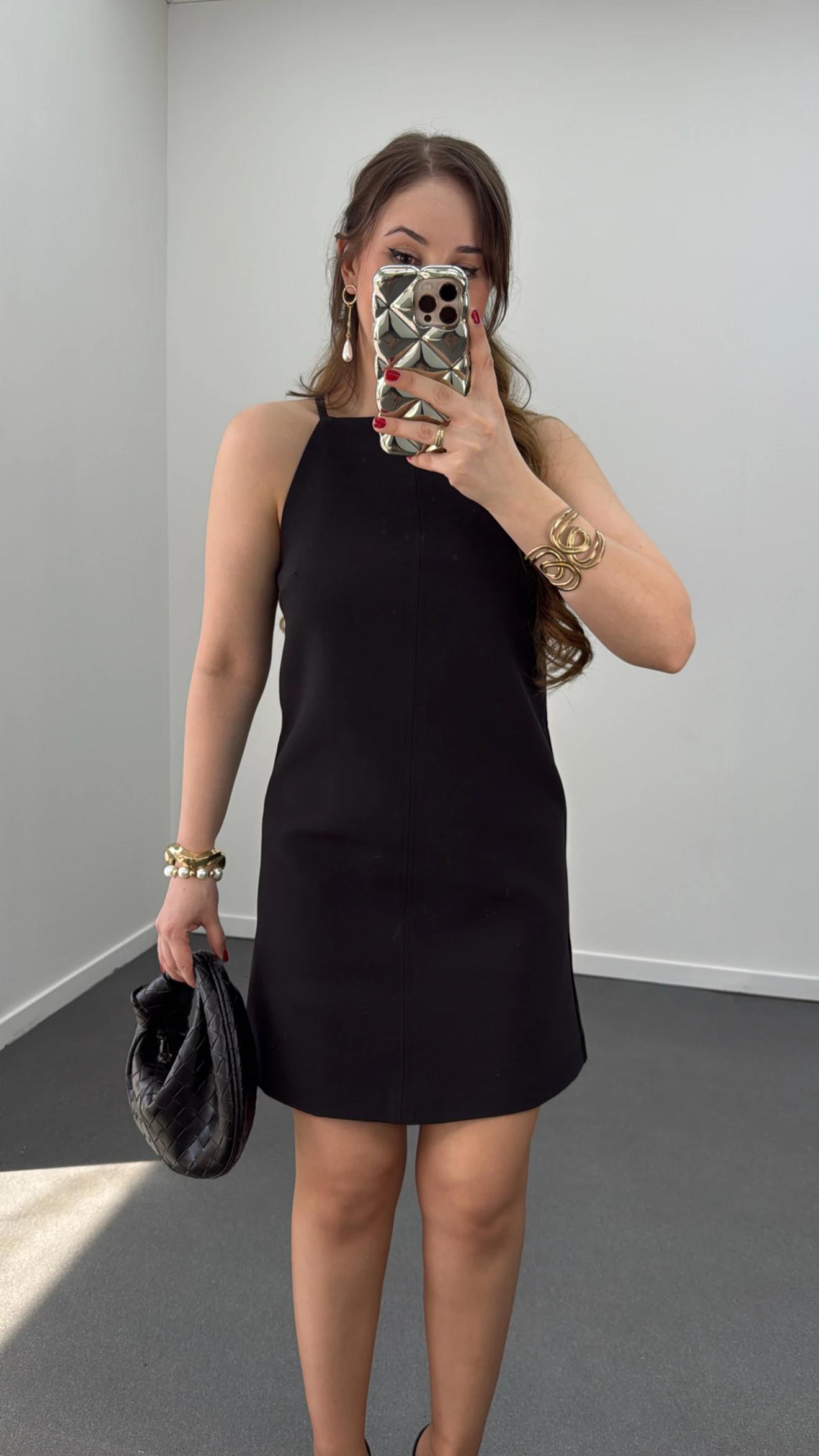 Carina Siyah Halter Yaka Elbise