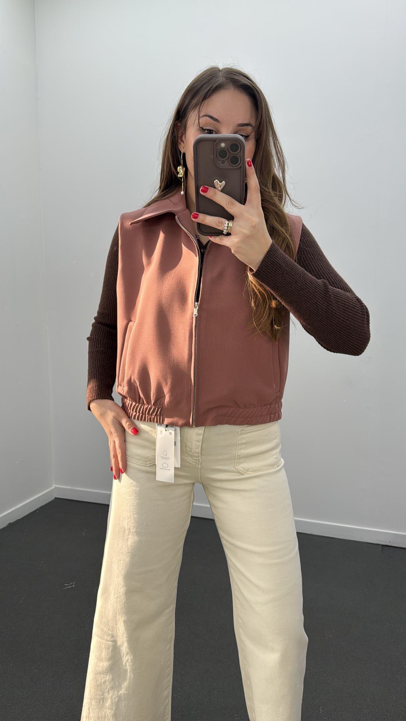 Cecilia Gül Kurusu Fermuarlı Yelek