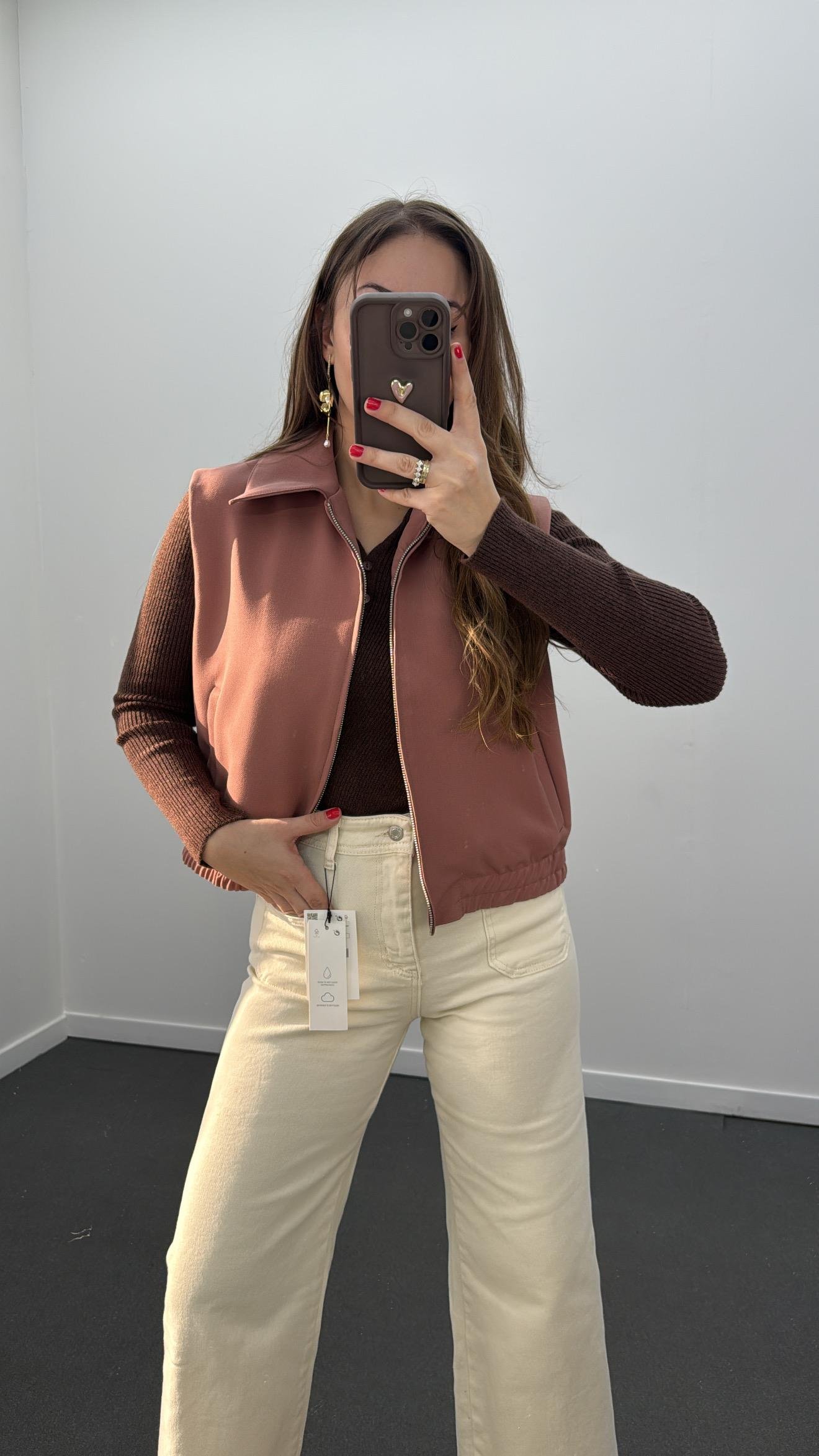 Cecilia Gül Kurusu Fermuarlı Yelek