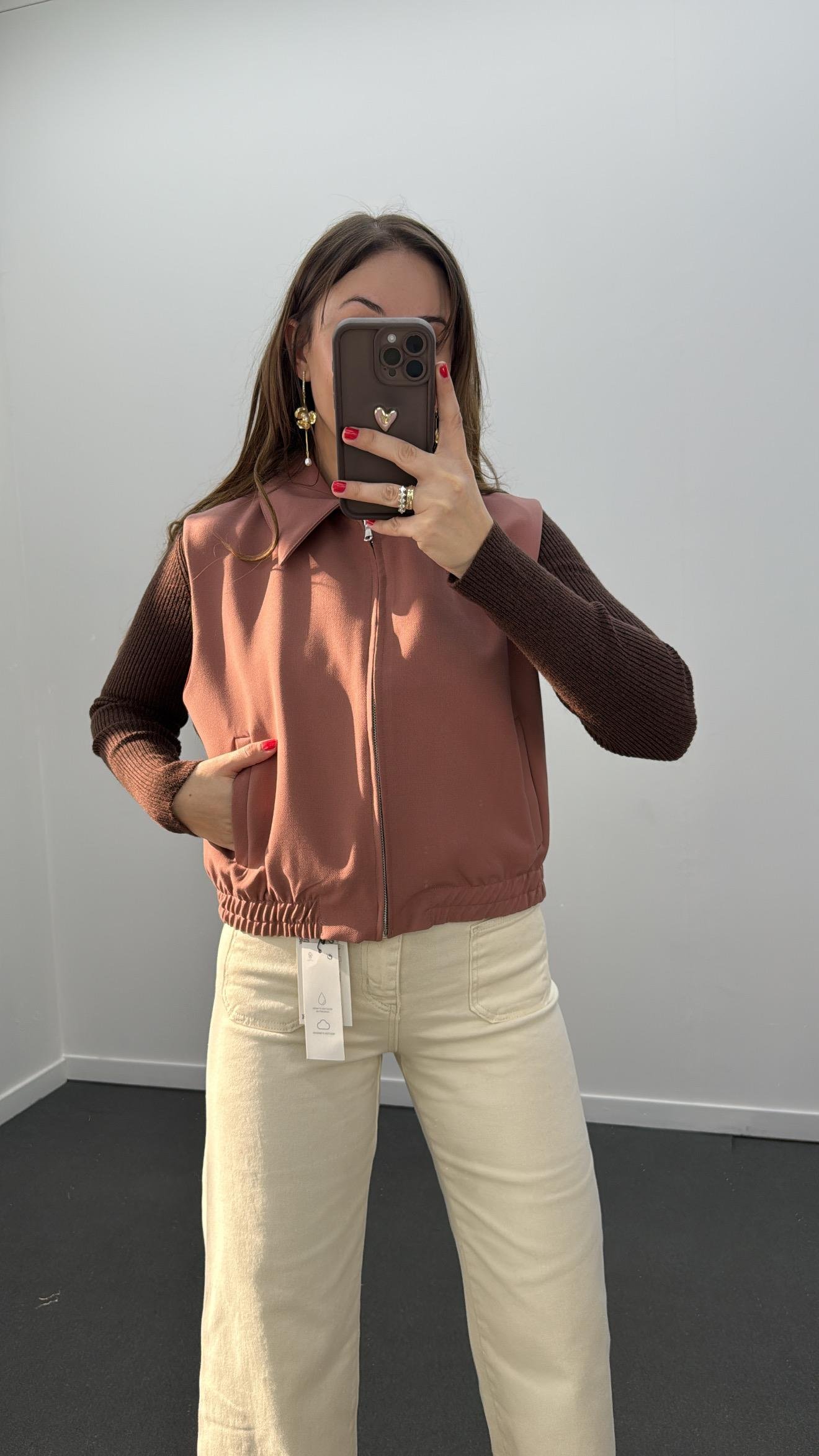 Cecilia Gül Kurusu Fermuarlı Yelek