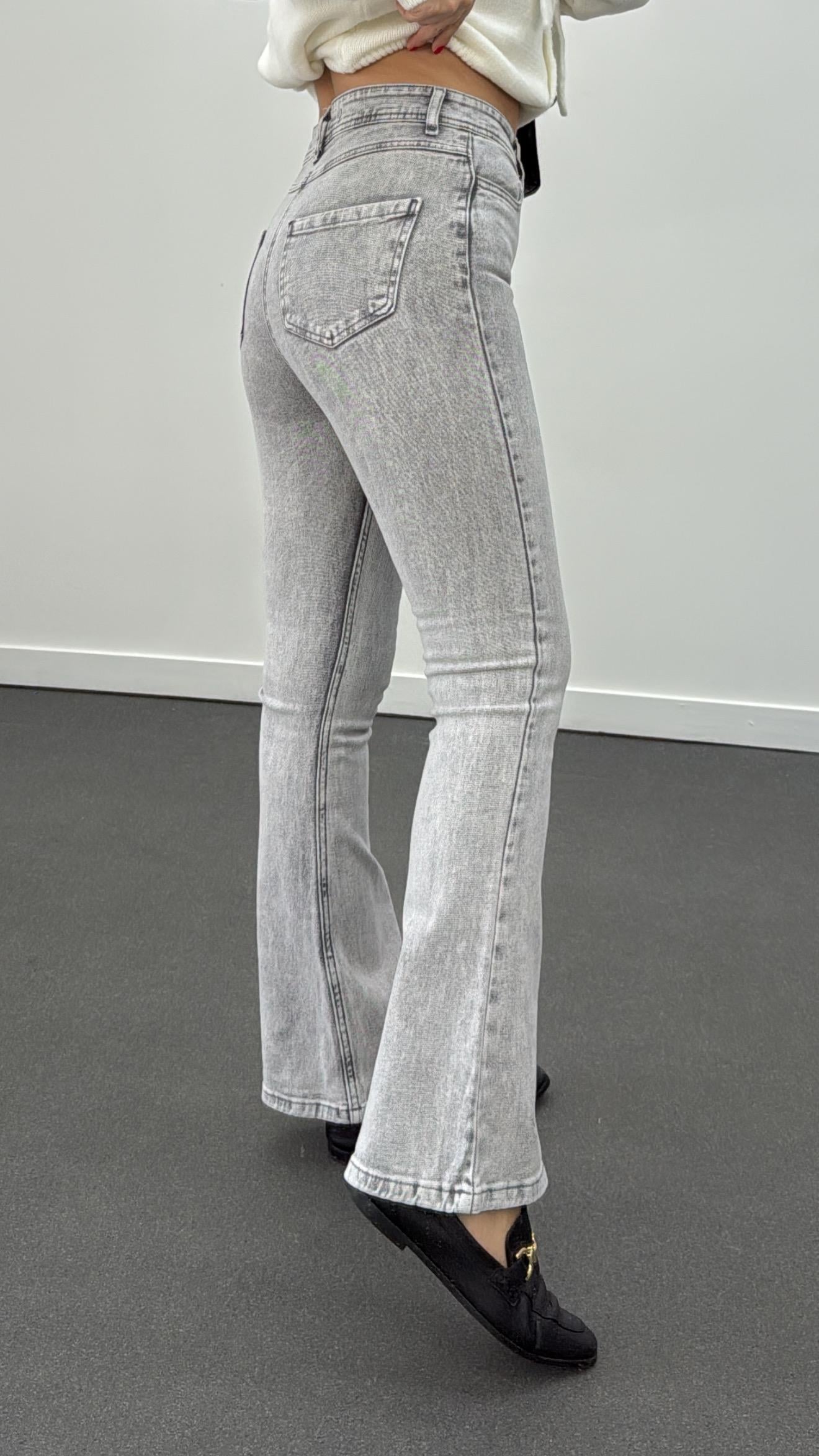 Chicago Gri Süper Yüksek Bel Flare Jeans