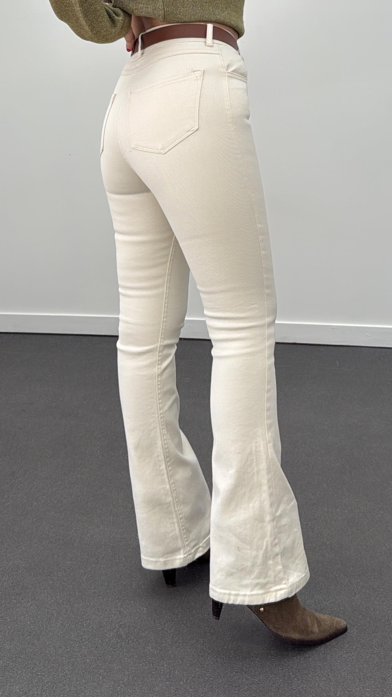 Chicago Krem Süper Yüksek Bel Flare Jeans