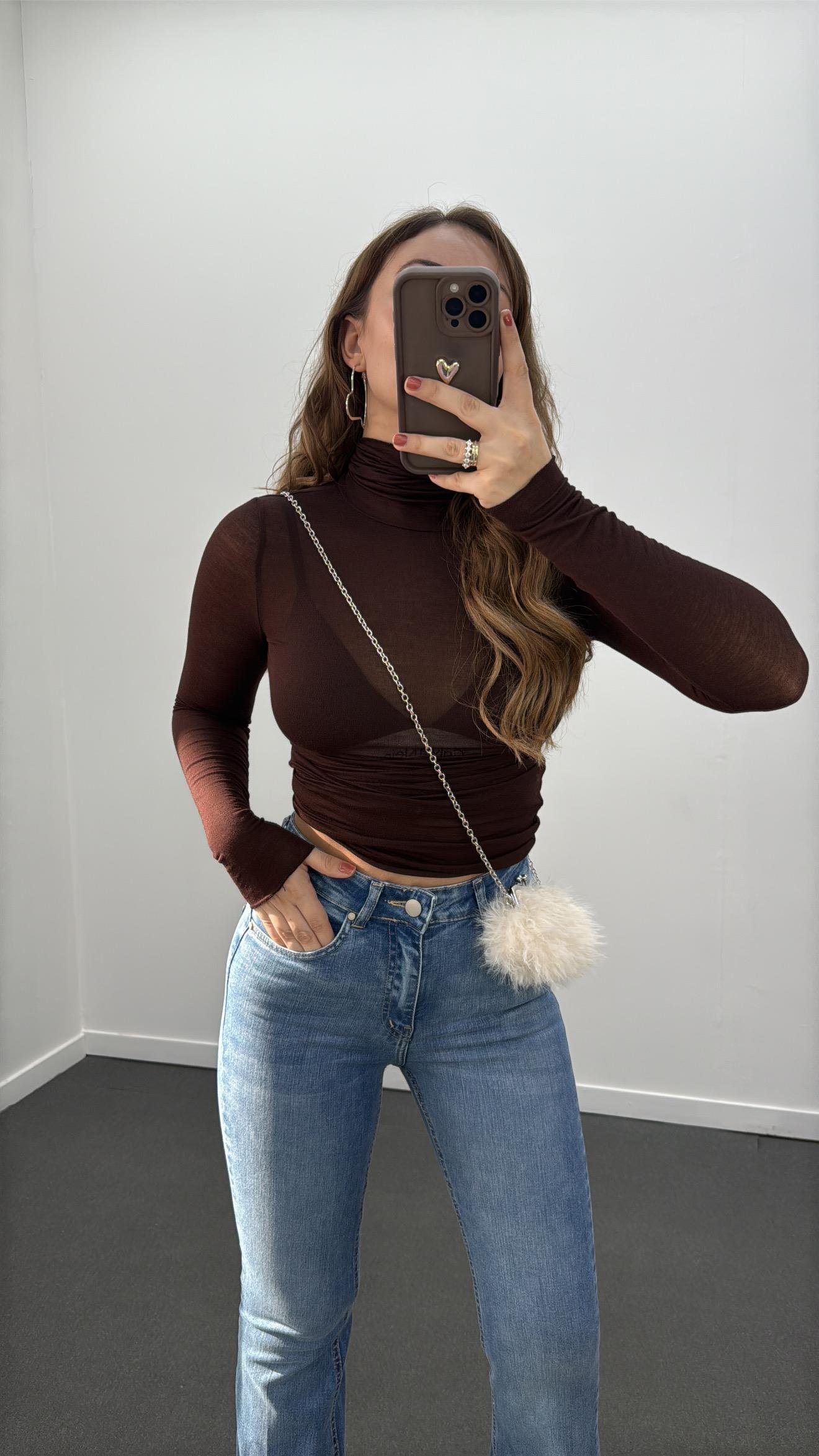 Cyra Kahverengi Balıkçı Yaka Kaşmir Bluz