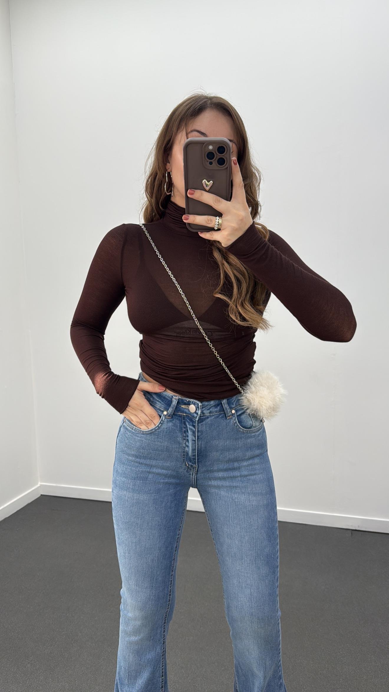 Cyra Kahverengi Balıkçı Yaka Kaşmir Bluz