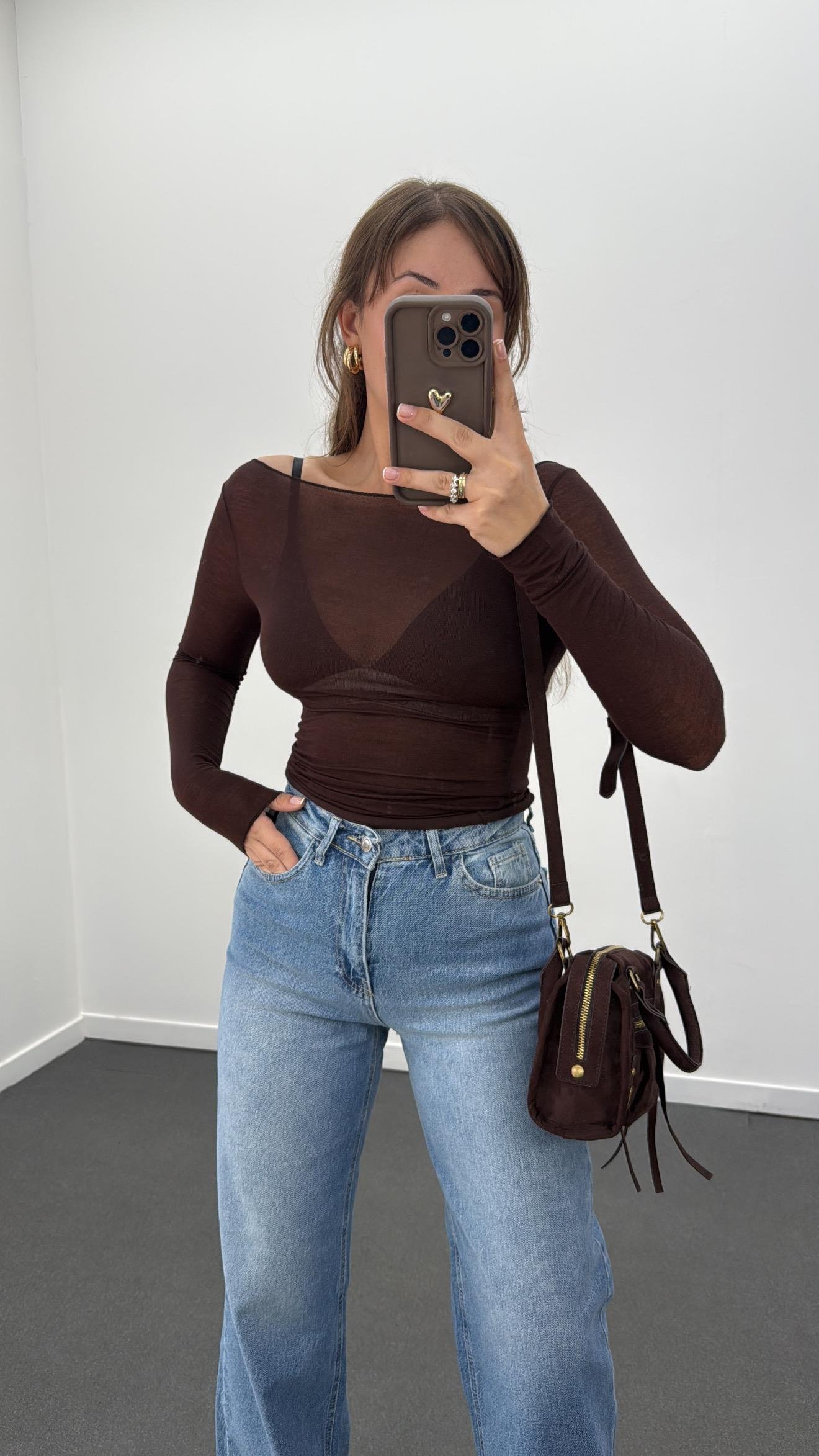 Cyra Kahverengi Kaşmir Karışımlı Bluz