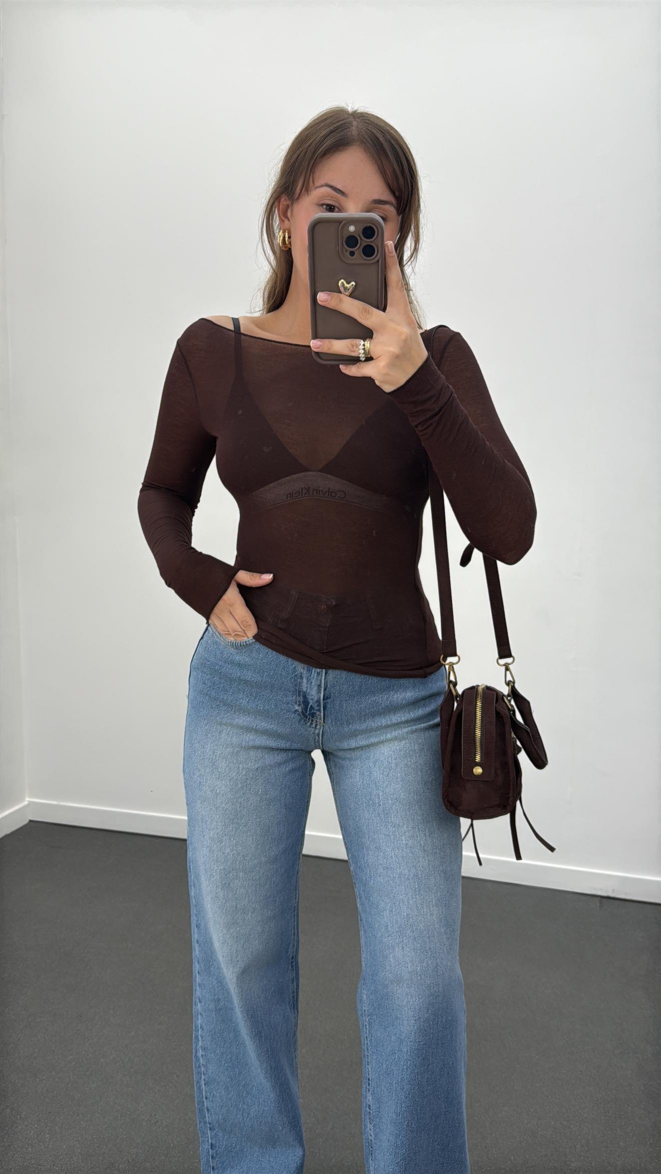 Cyra Kahverengi Kaşmir Karışımlı Bluz