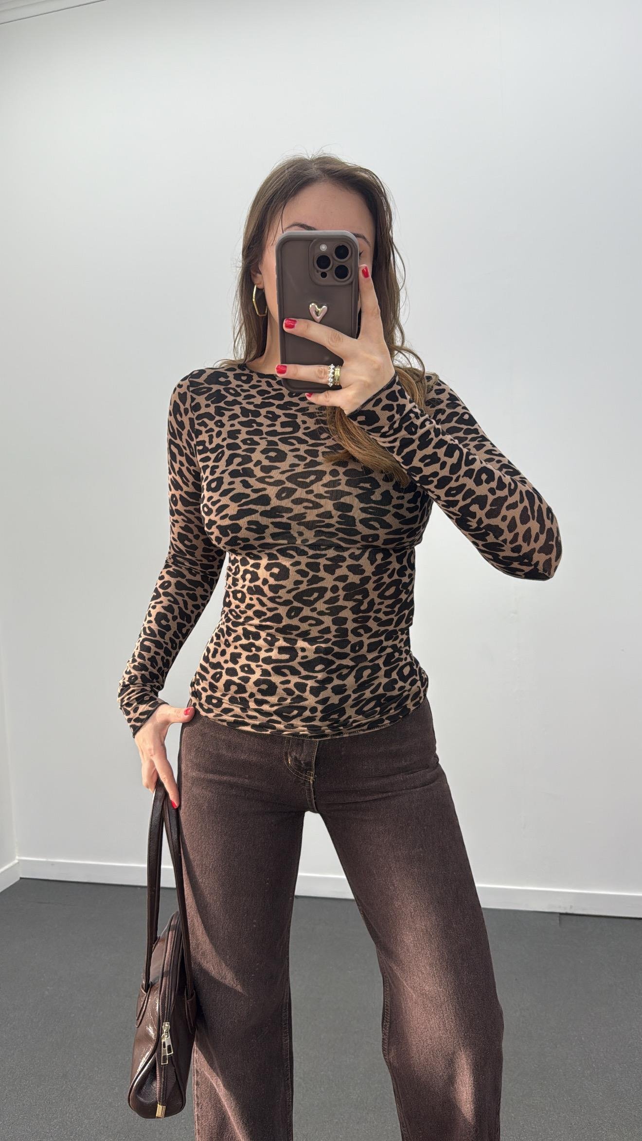 Cyra Leopar Kaşmir Karışımlı Bluz