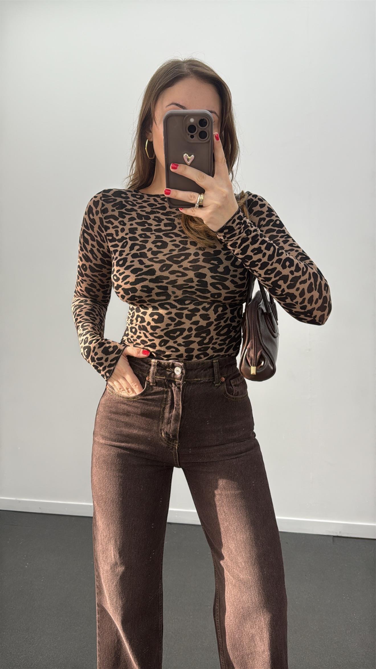 Cyra Leopar Kaşmir Karışımlı Bluz