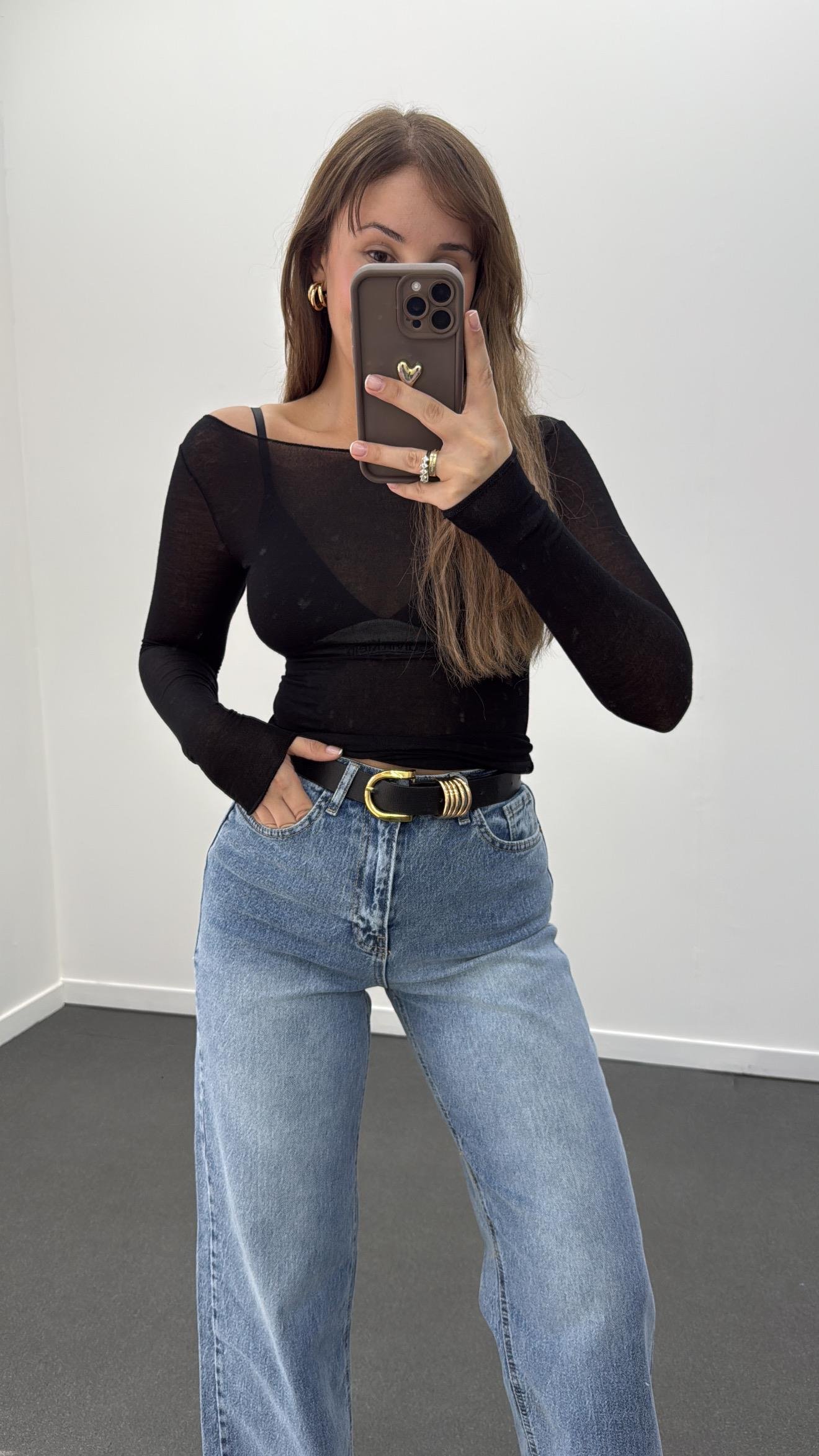 Cyra Siyah Kaşmir Karışımlı Bluz