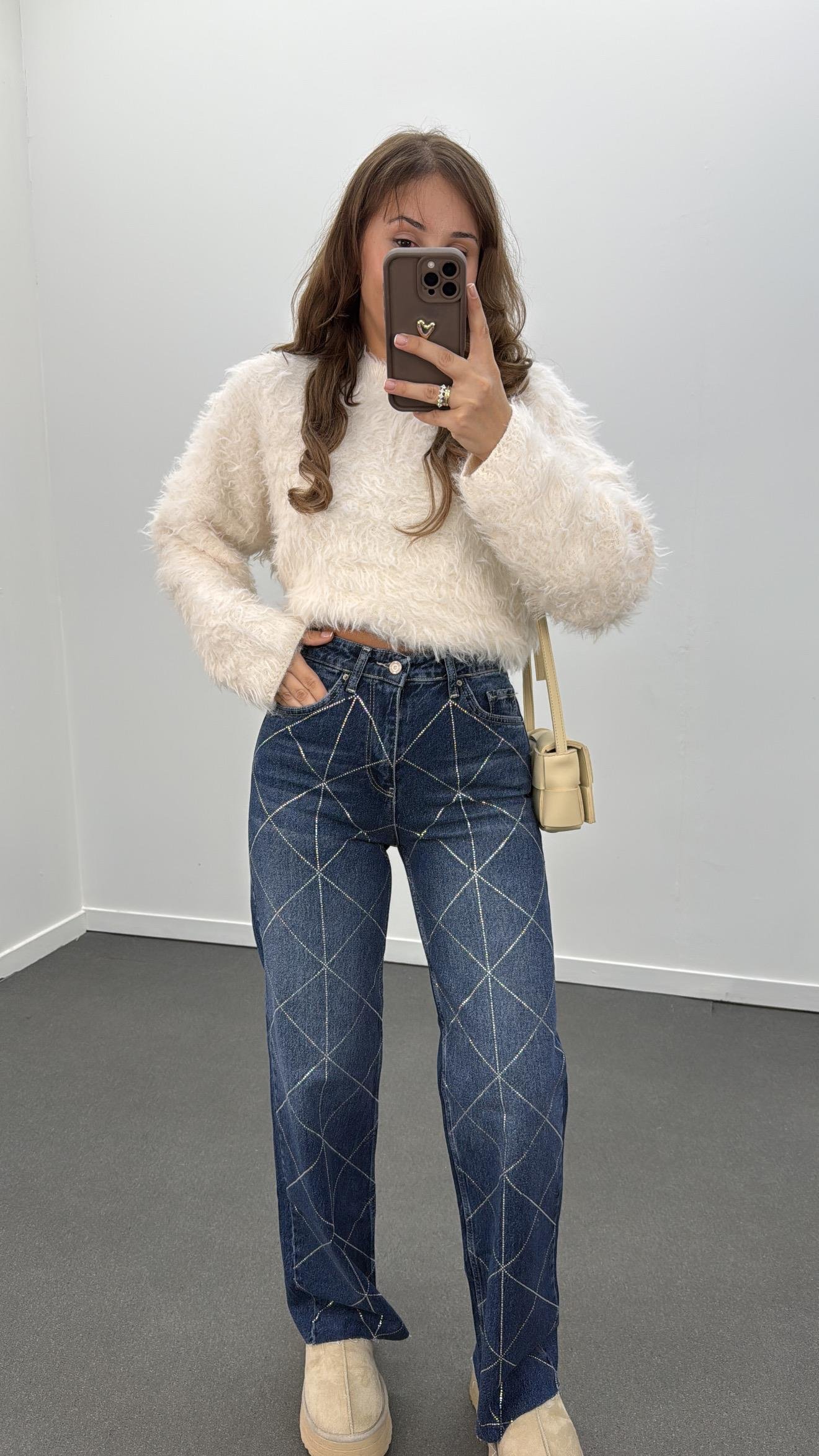 Dakota Baklava Taş Aksesuarlı Straight Jean