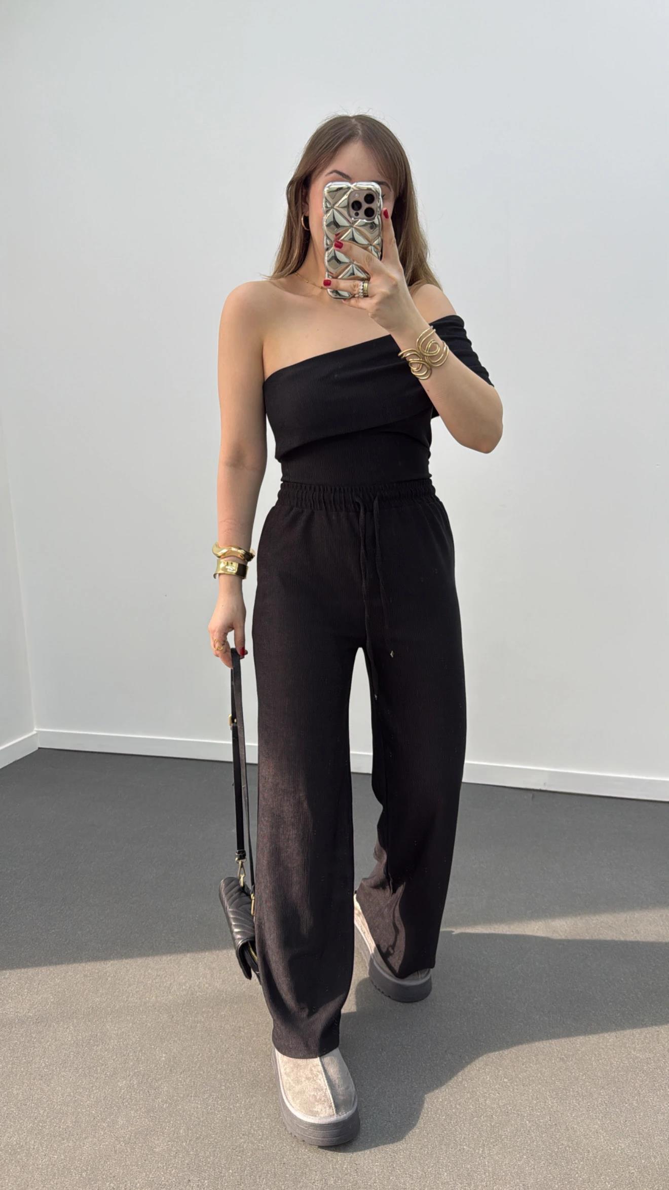 Dina Siyah Bluz Ve Pantolon Takım