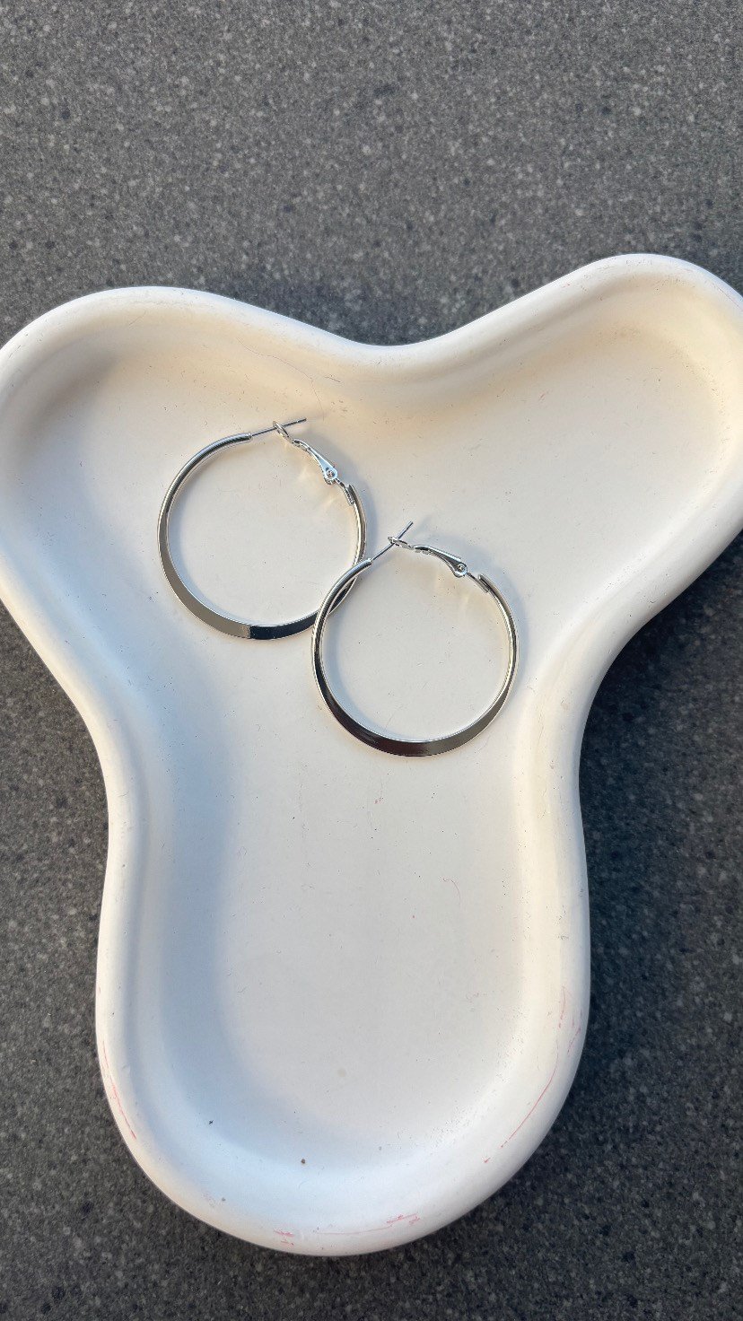 Dinna Silver Oval Küpe