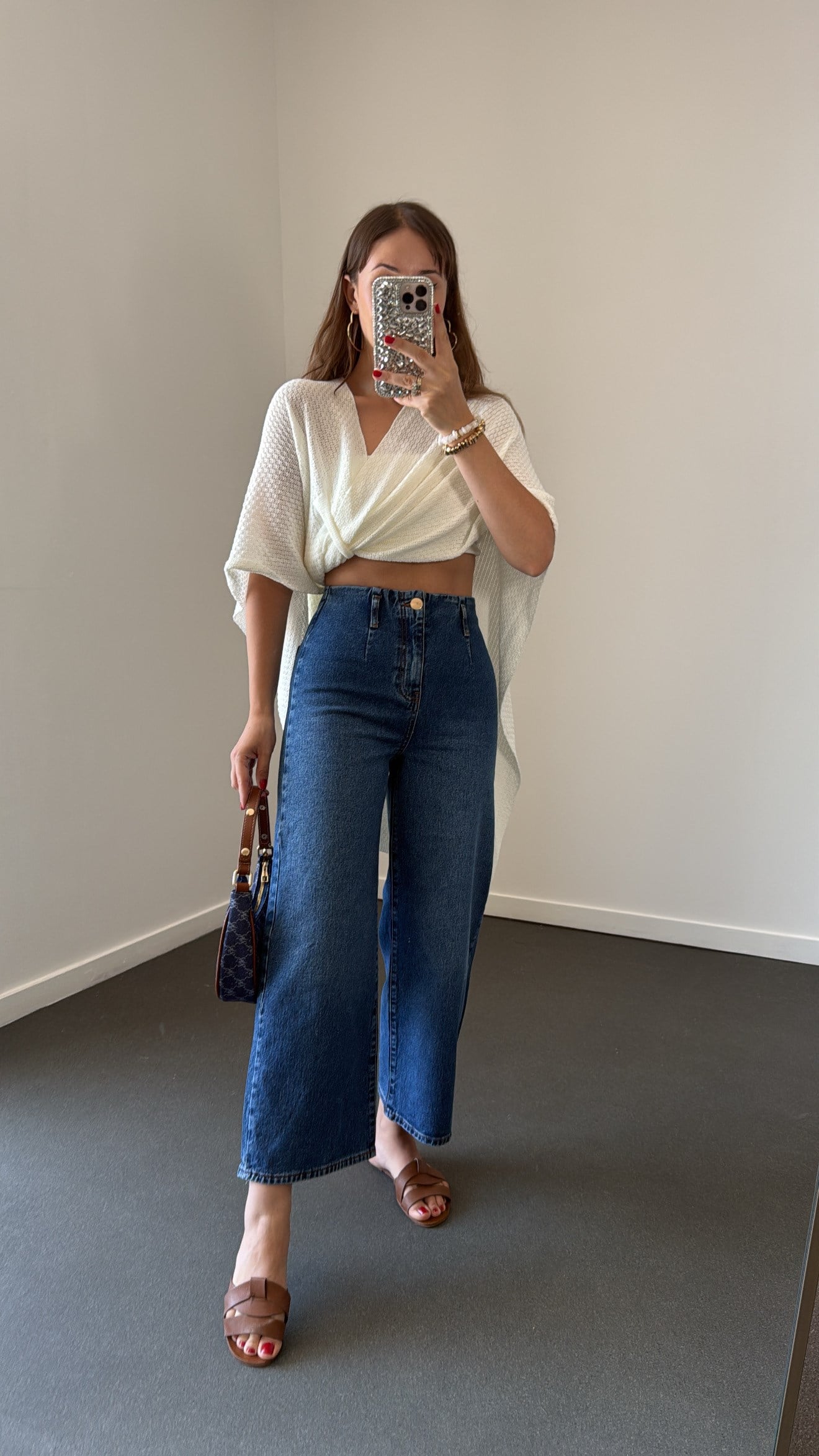 Divarius Koyu Kot Yüksek Bel Culotte Jeans