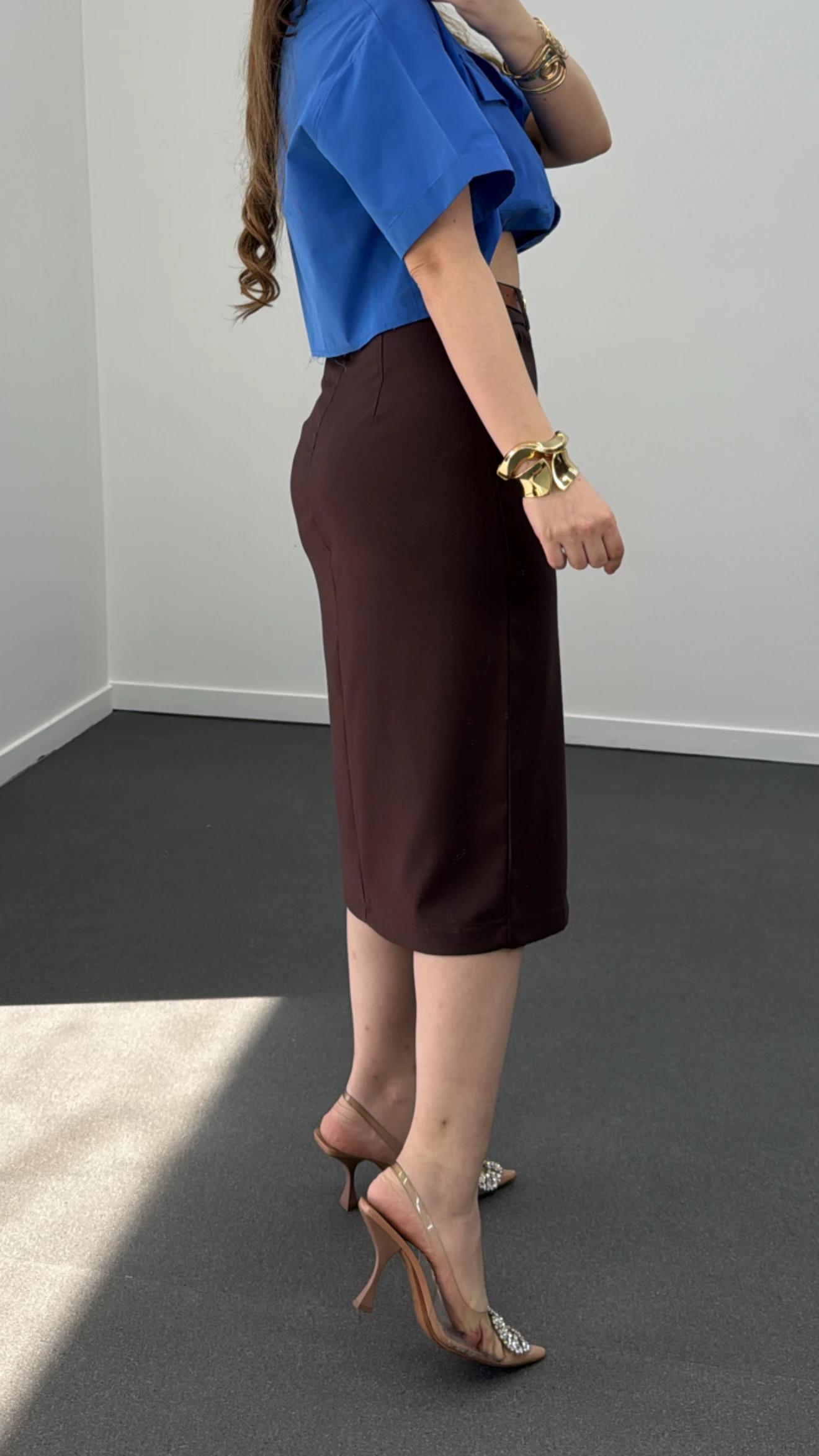 Dolce Kahve Kemerli Kalem Etek