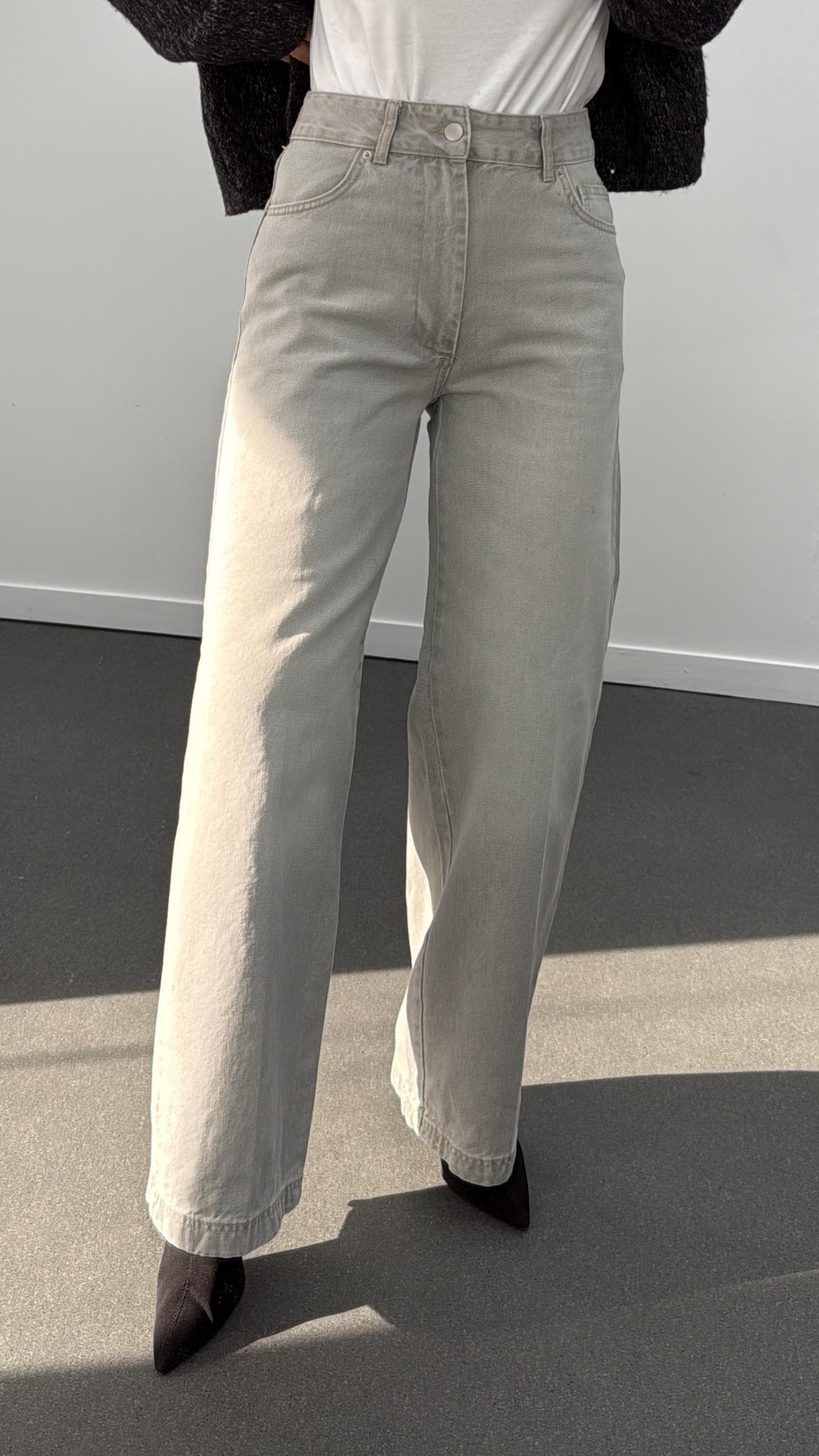 Dublin Gri Ultra Yüksek Bel Palazzo Jean