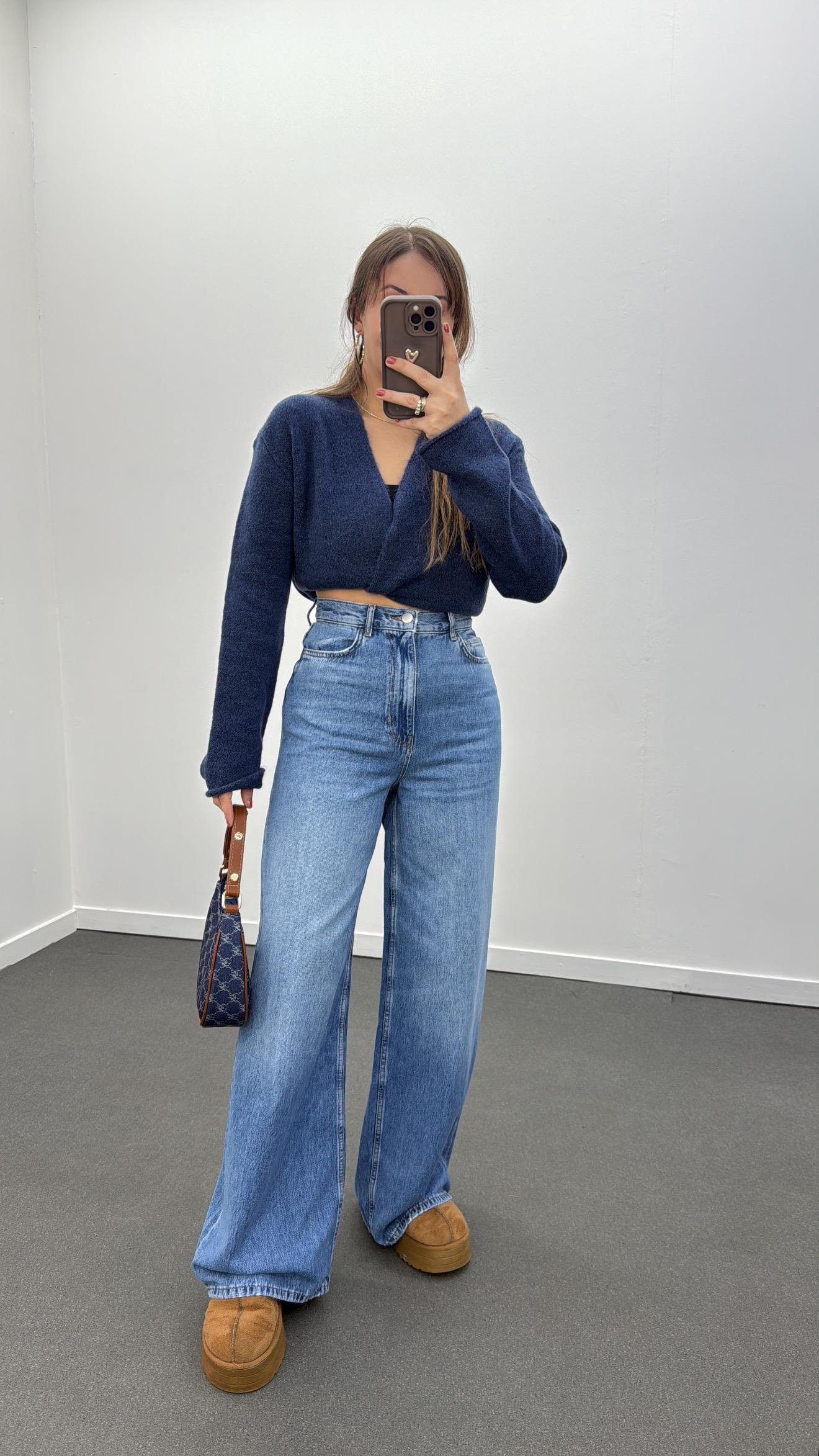 Dublin Kot Renk Ultra Yüksek Bel Palazzo Jean