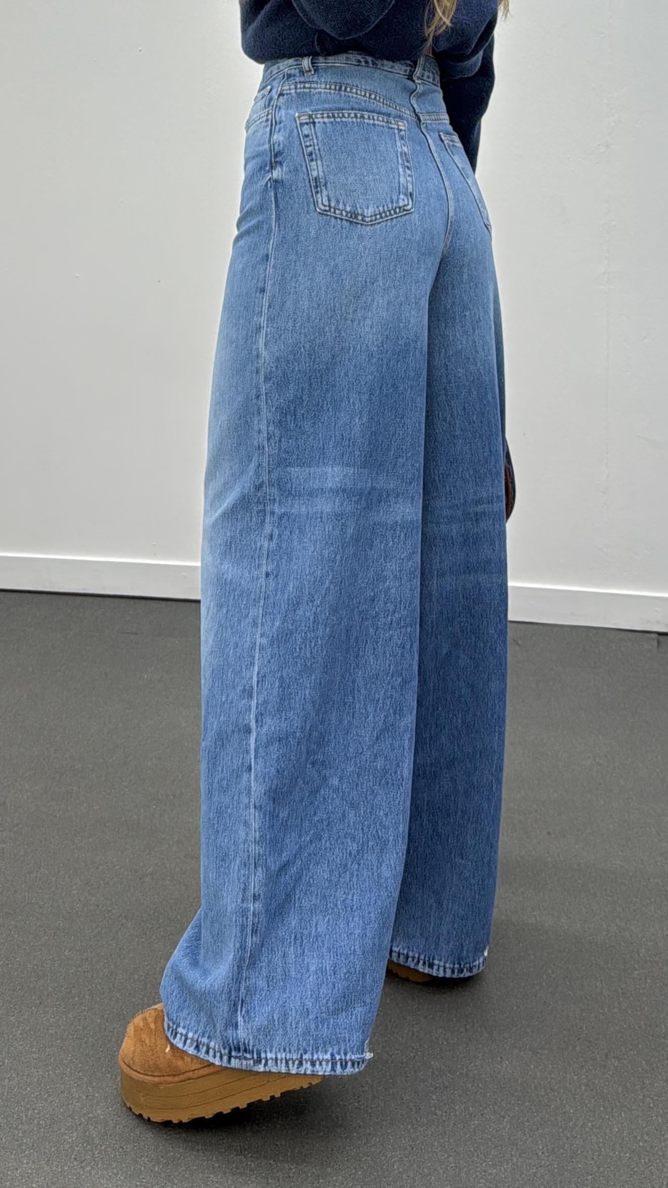 Dublin Kot Renk Ultra Yüksek Bel Palazzo Jean