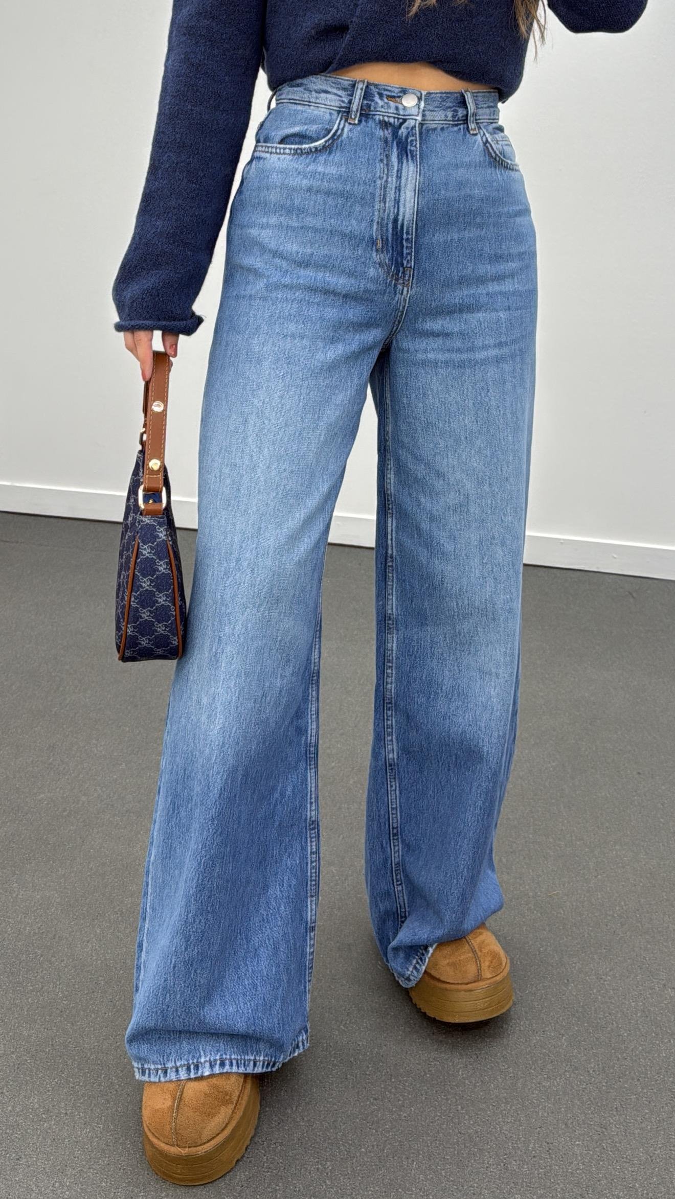 Dublin Kot Renk Ultra Yüksek Bel Palazzo Jean