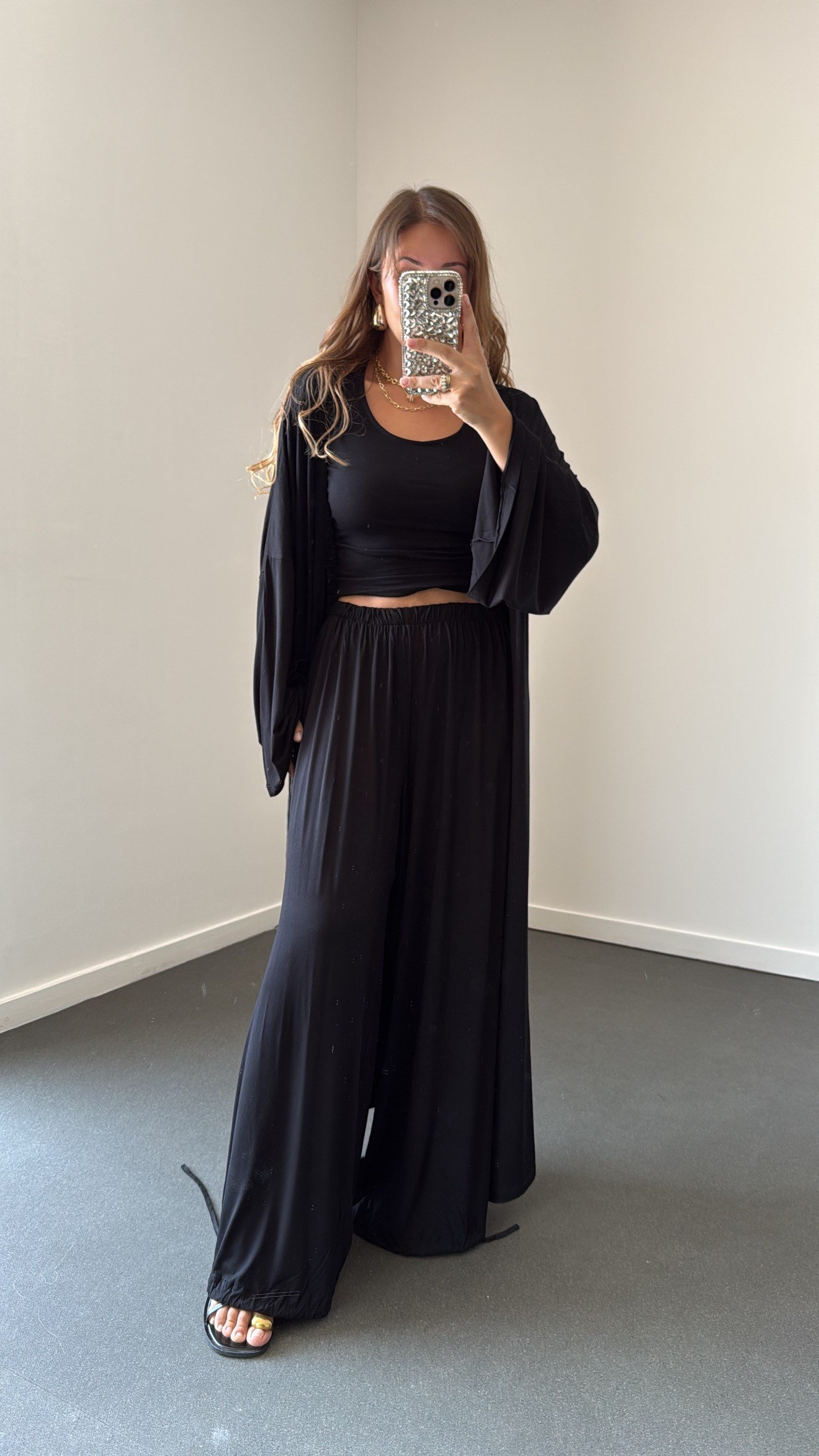 Elodie Siyah Hırka Body Pantolon 3lü Takım