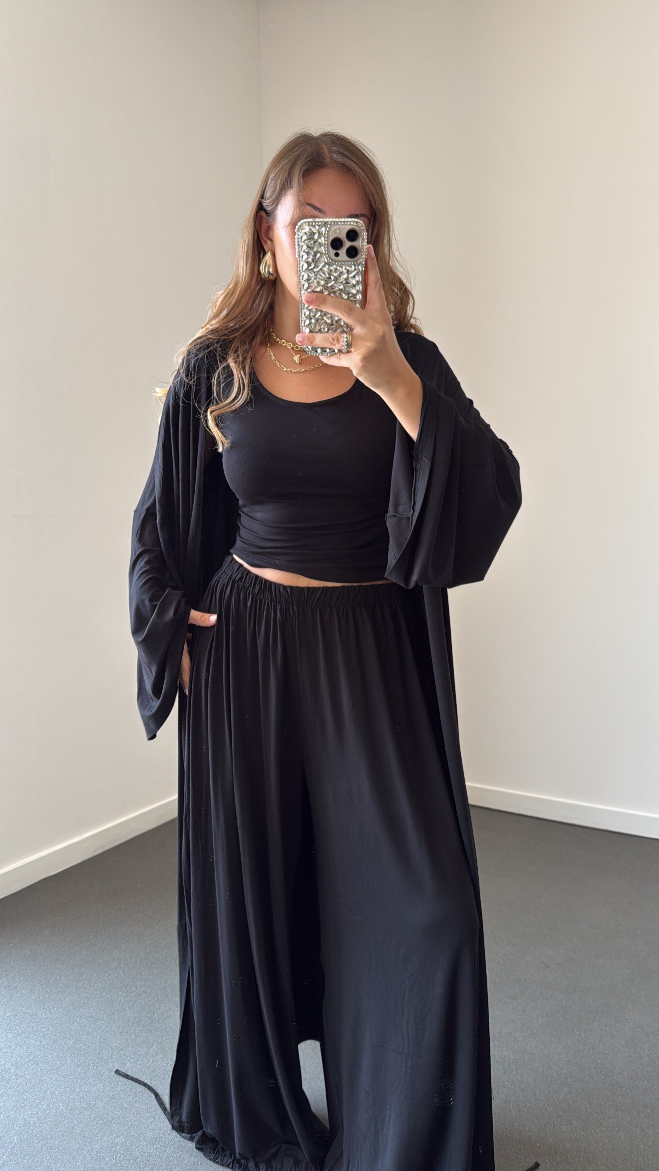 Elodie Siyah Hırka Body Pantolon 3lü Takım
