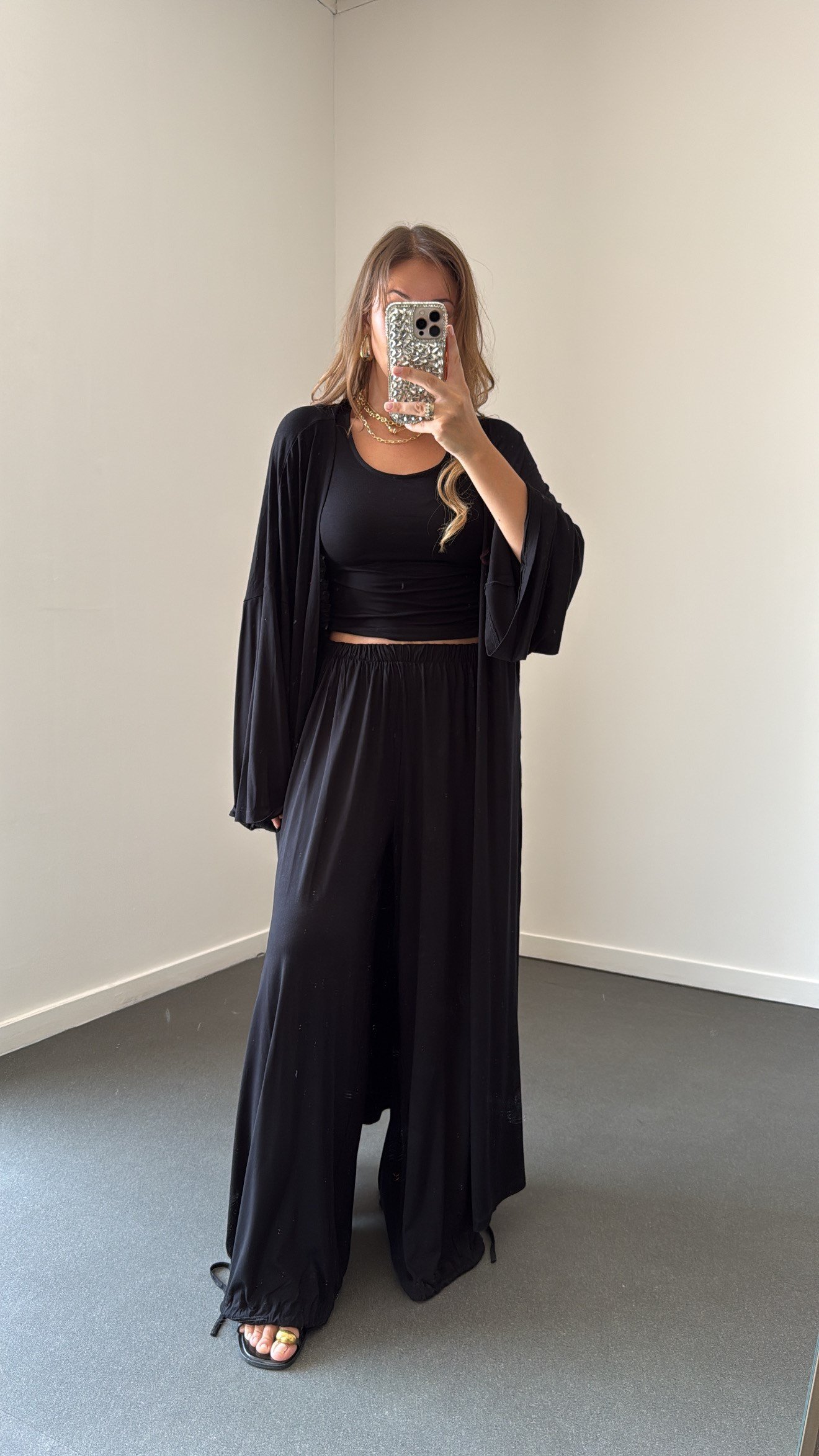Elodie Siyah Hırka Body Pantolon 3lü Takım