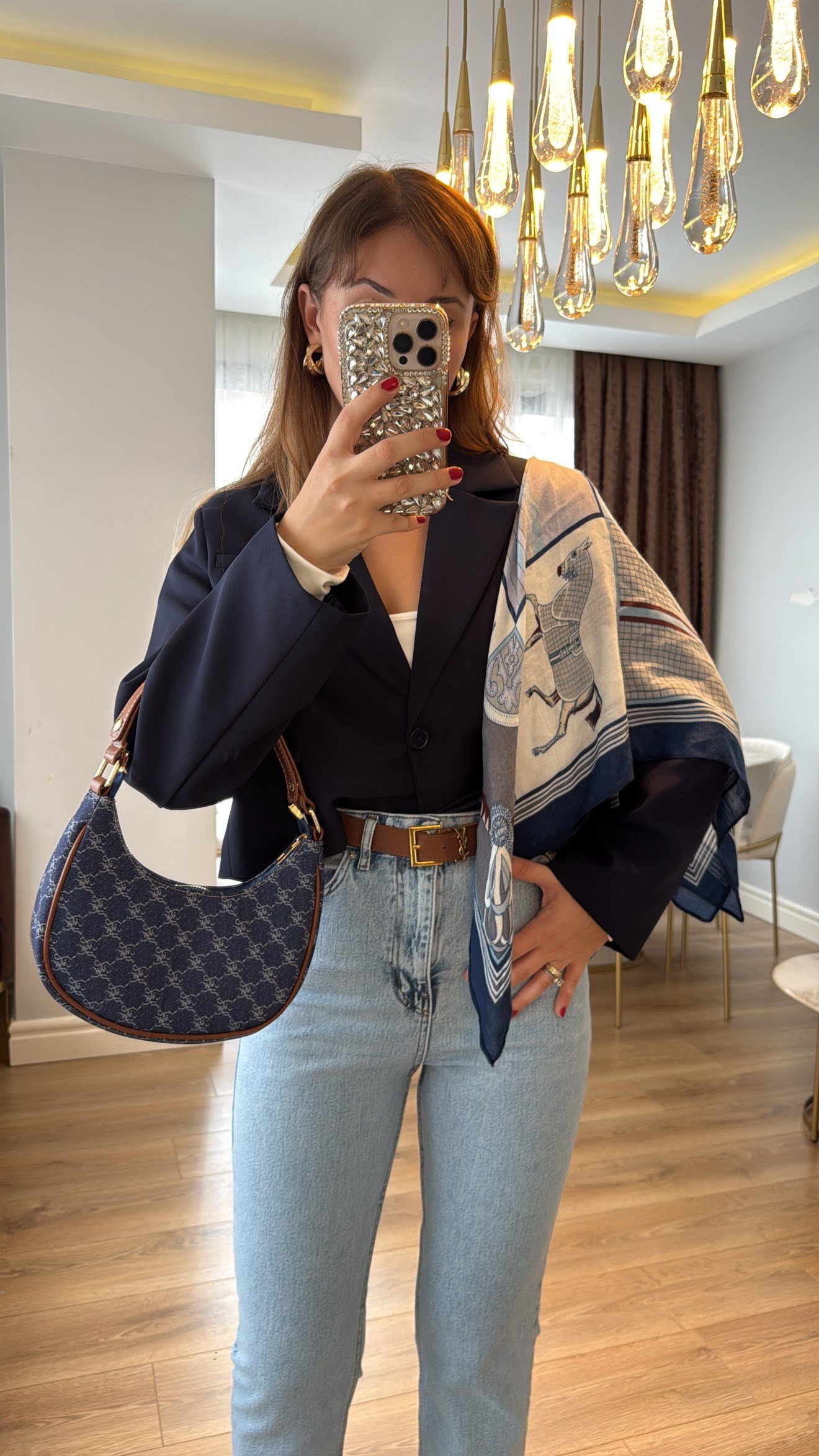 Elowen Lacivert Crop Blazer Ceket