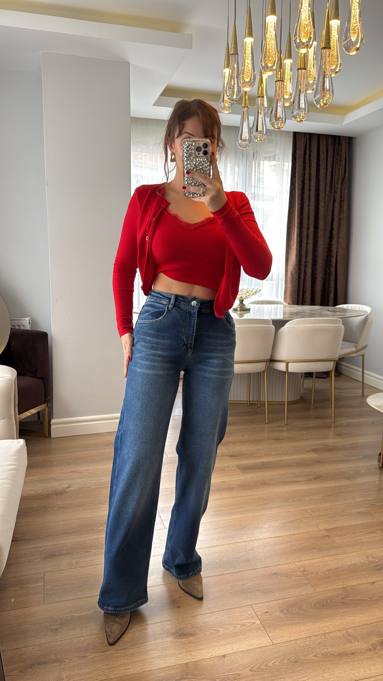 Elzora Kot Yıkama Straight Wide Leg Jean