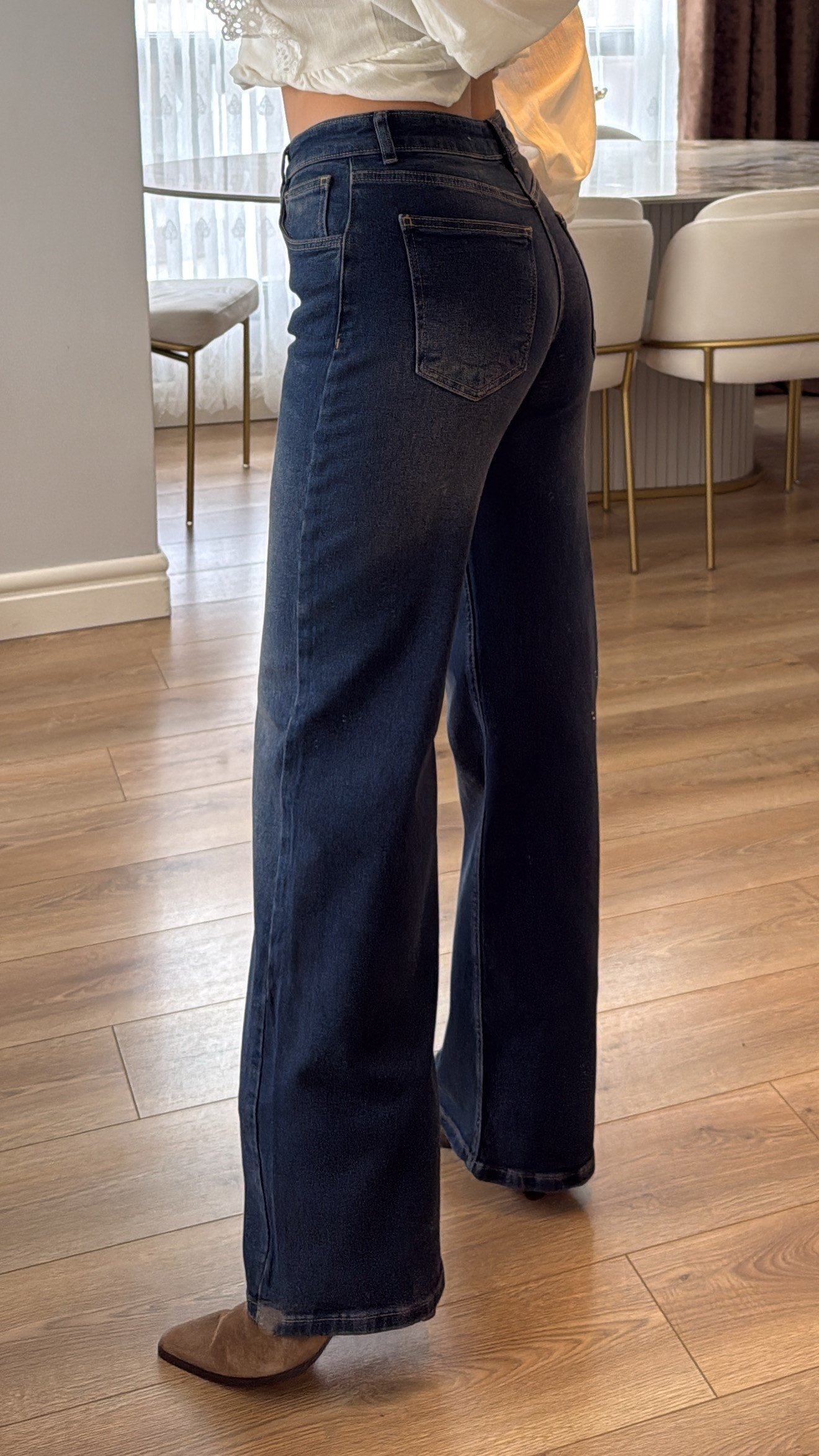 Elzora Tint Yıkama Straight Wide Leg Jean