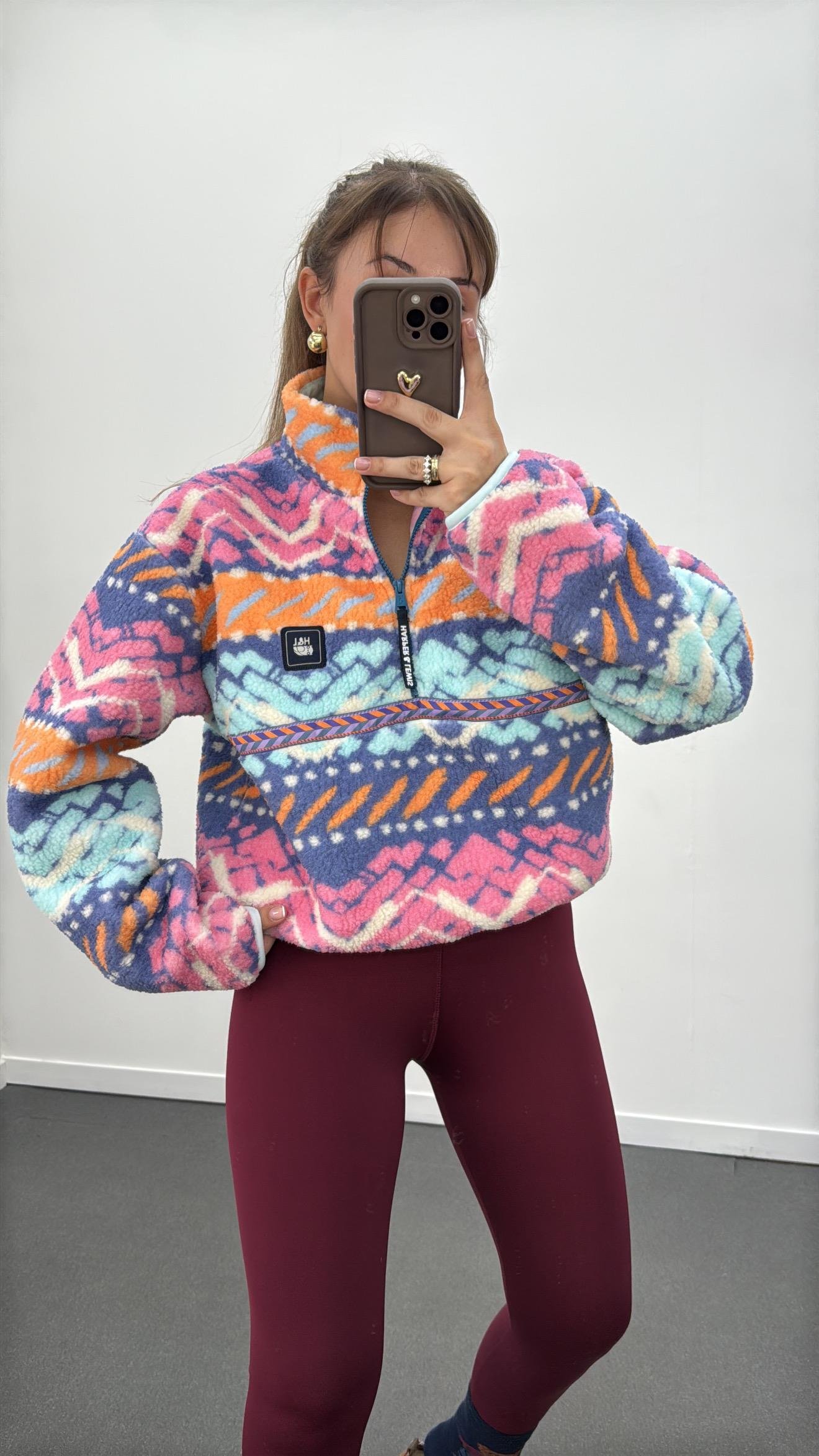 Emeral Fermuarlı Çok Renkli Polar  Sweat