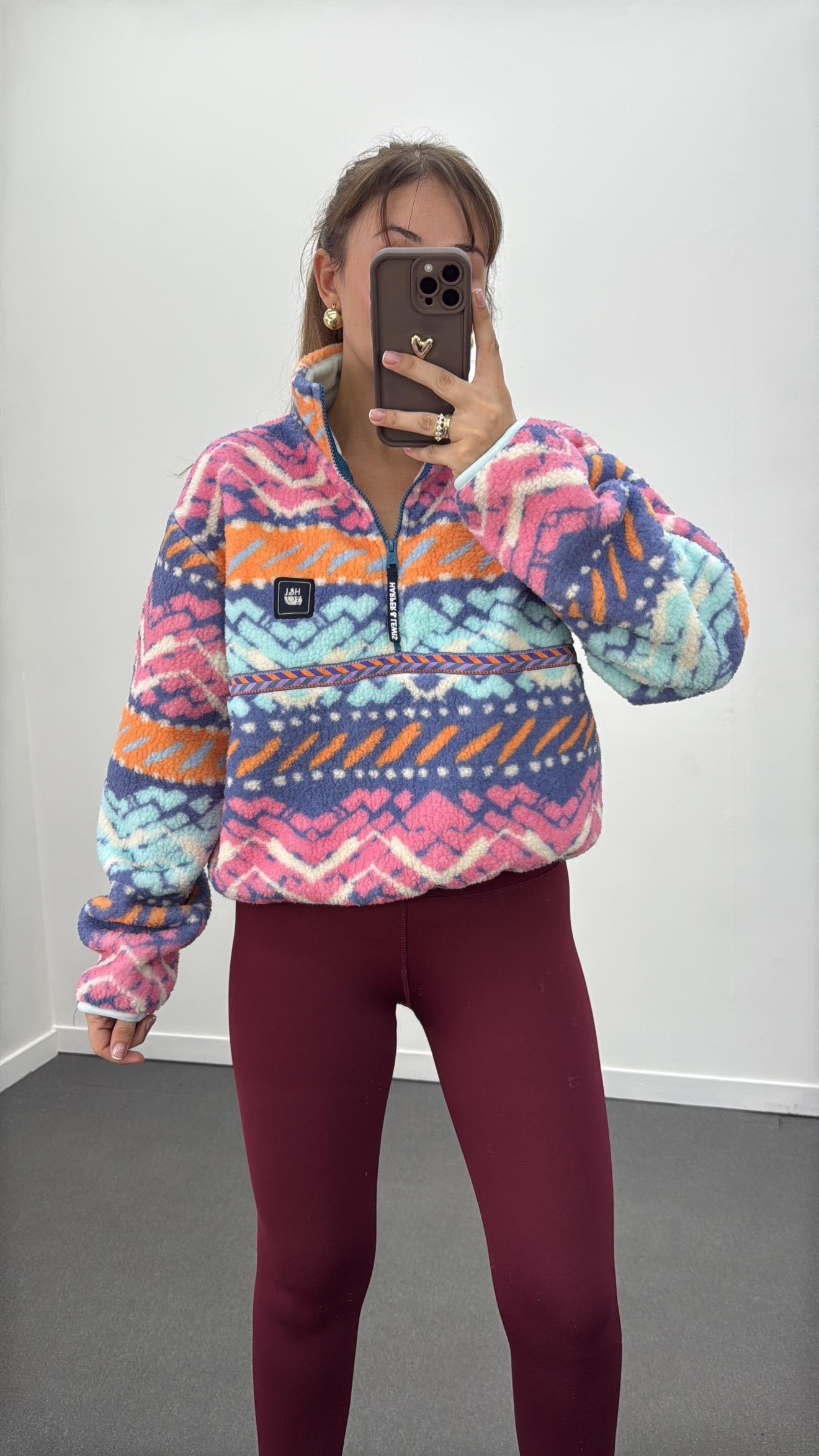 Emeral Fermuarlı Çok Renkli Polar  Sweat