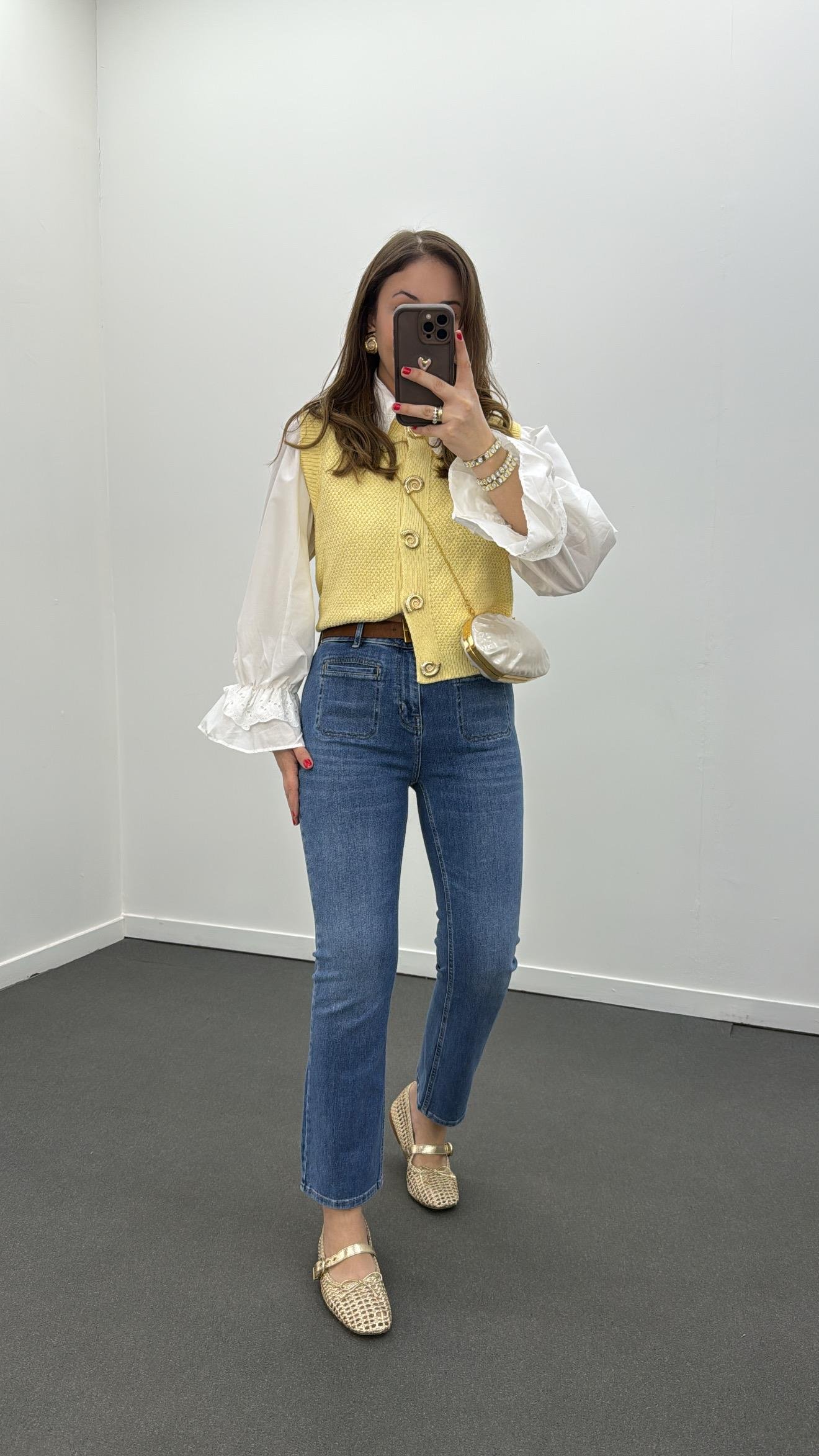 Estelia Kot Renk Önü Cepli Süper Likralı Jeans