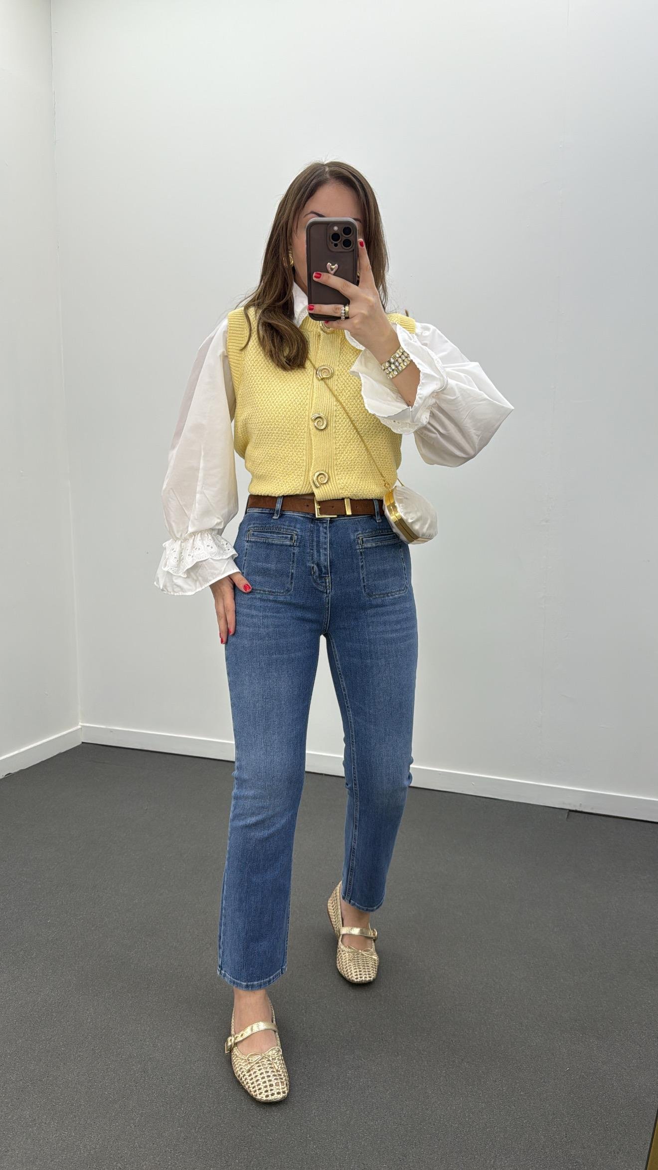 Estelia Kot Renk Önü Cepli Süper Likralı Jeans