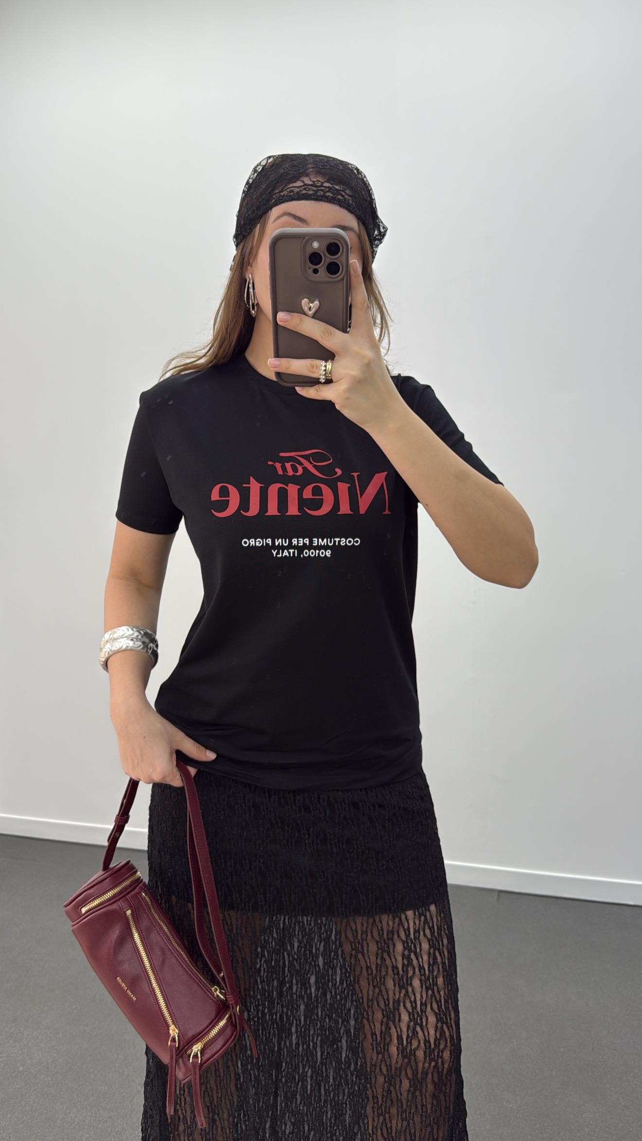 Far Niente Baskılı Basic Tshirt