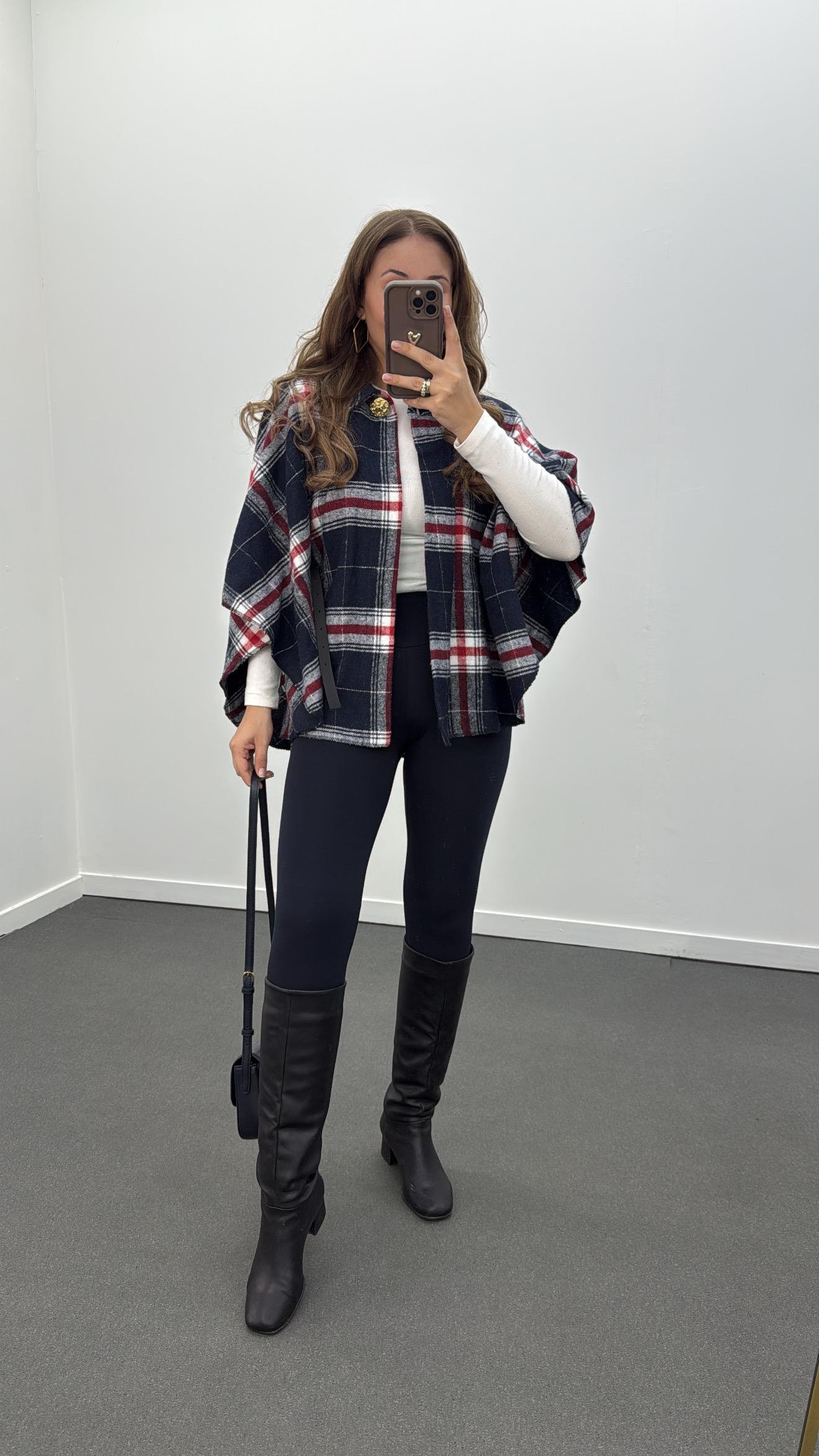 Faylin Lacivert Ekoseli Kemerli Panço