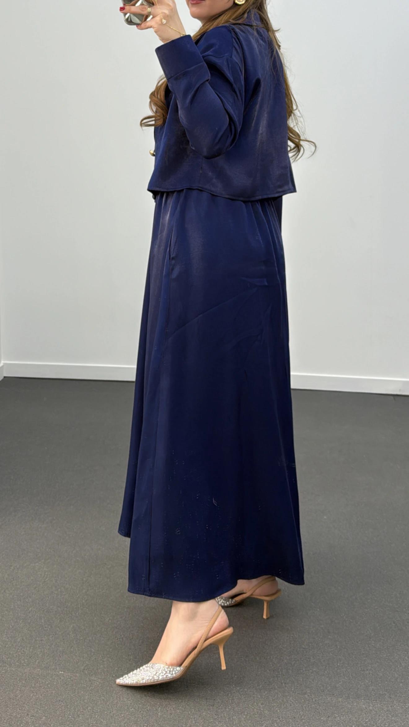 Felicia Lacivert Premium Elbise Ve Ceket Takımı