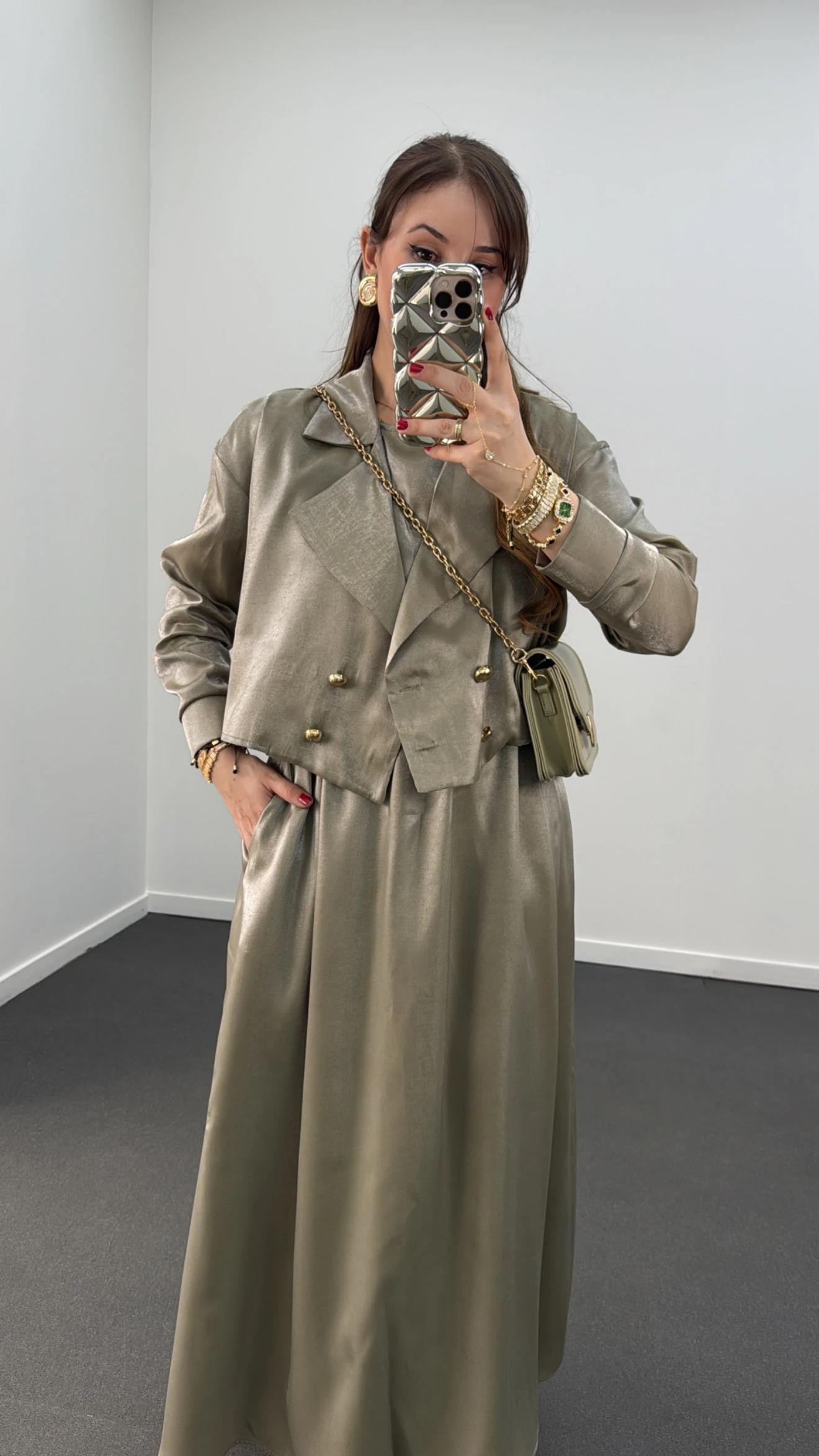 Felicia Yeşil Premium Elbise Ve Ceket Takımı