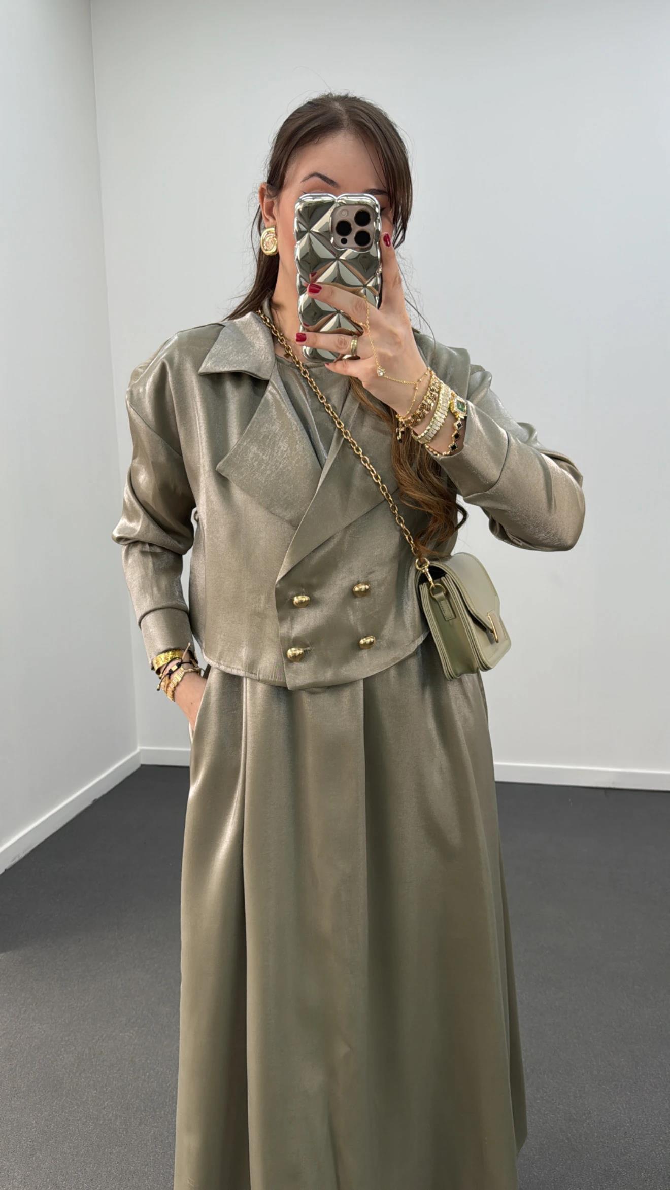 Felicia Yeşil Premium Elbise Ve Ceket Takımı