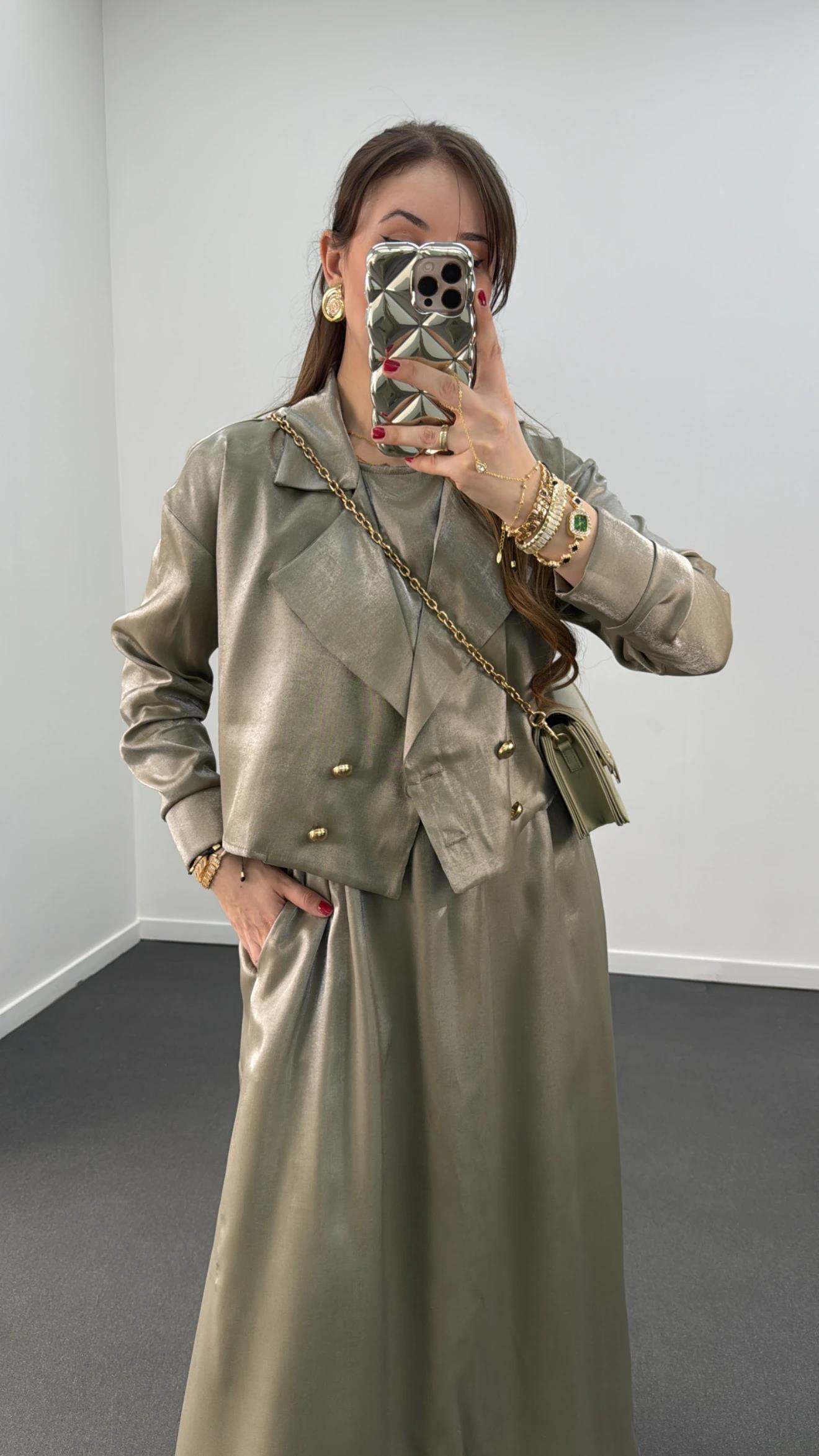 Felicia Yeşil Premium Elbise Ve Ceket Takımı