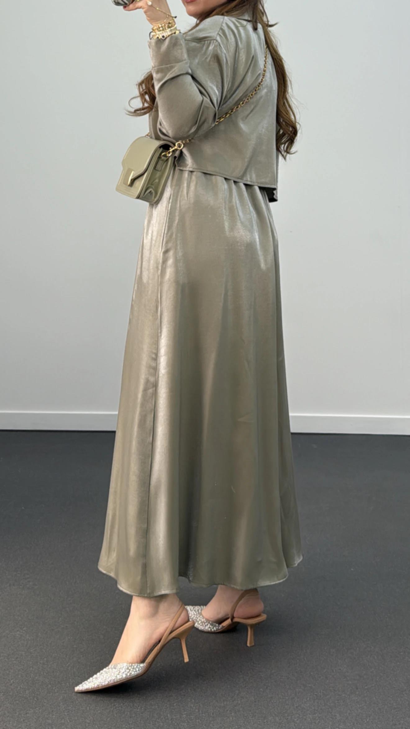 Felicia Yeşil Premium Elbise Ve Ceket Takımı