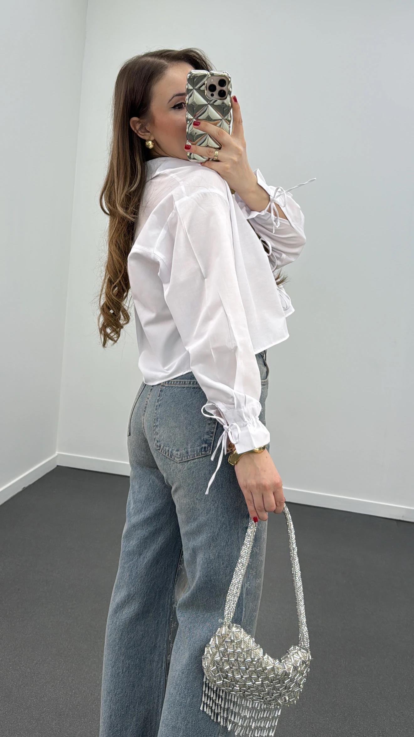 Fiona Beyaz İpli Tasarım Gömlek