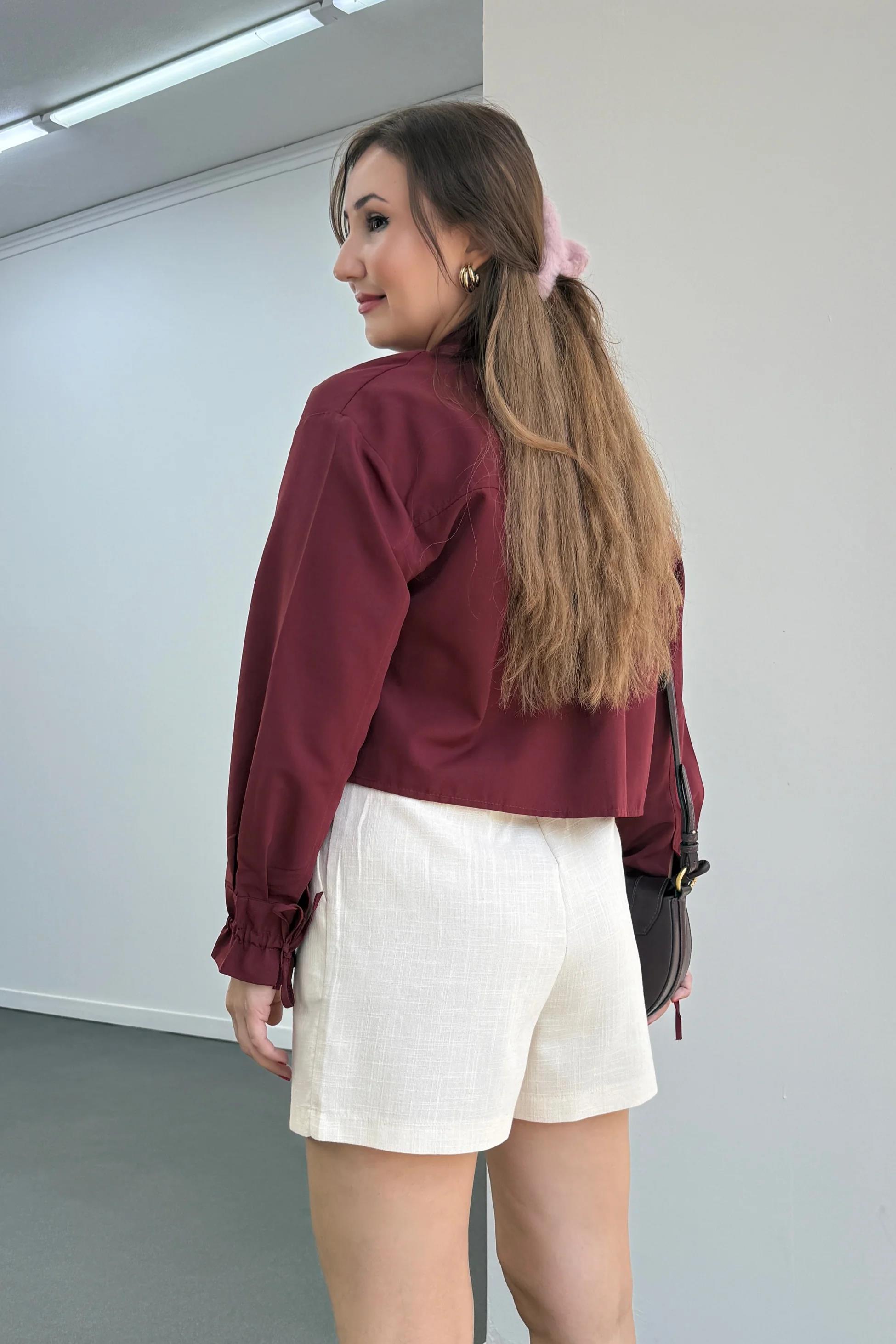 Fiona Bordo İpli Tasarım Gömlek