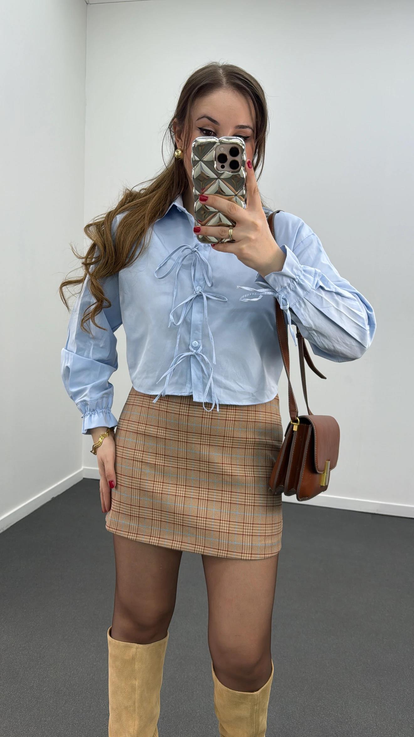 Fiona Mavi İpli Tasarım Gömlek