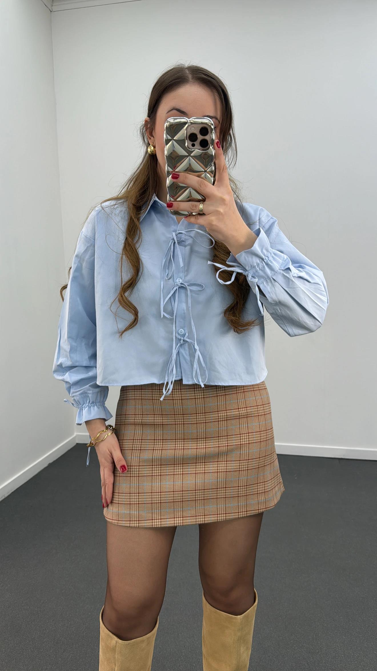 Fiona Mavi İpli Tasarım Gömlek