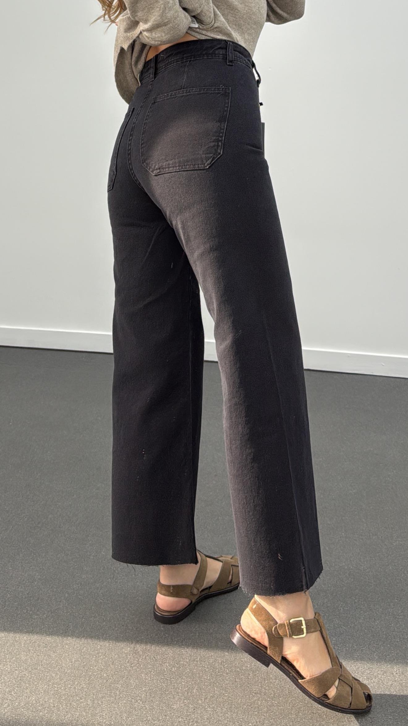 Francisco Antrasit Wide Leg Crop Jeans