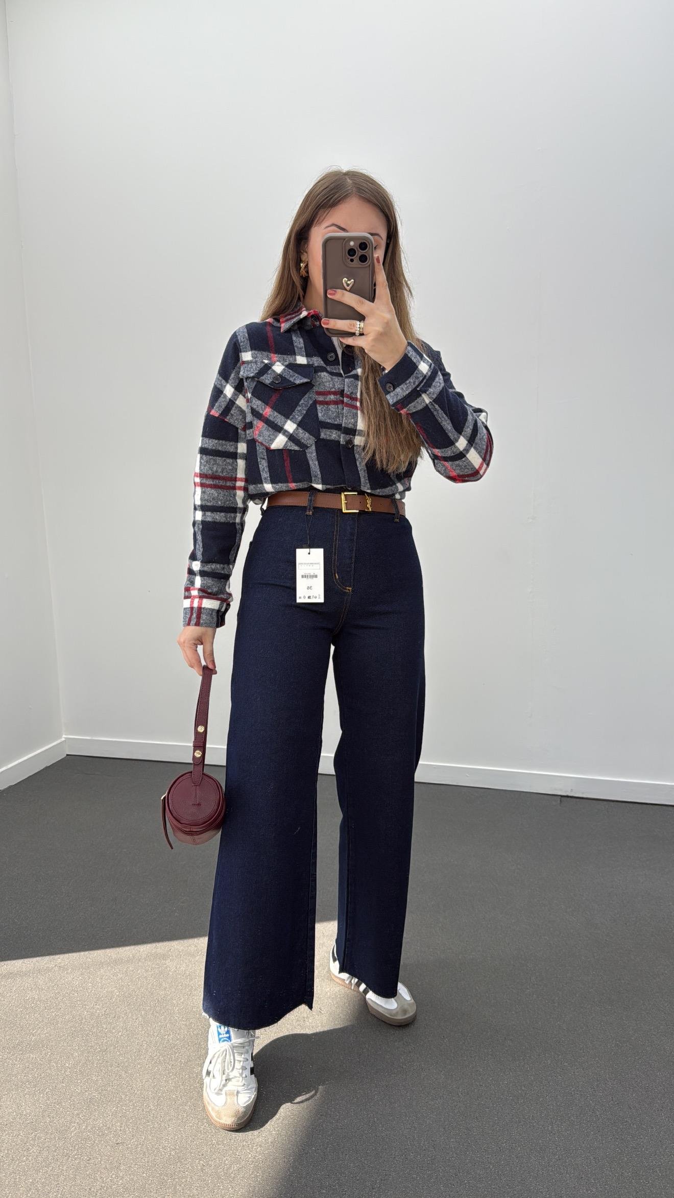 Francisco Dark Blue Wide Leg Crop Jeans 