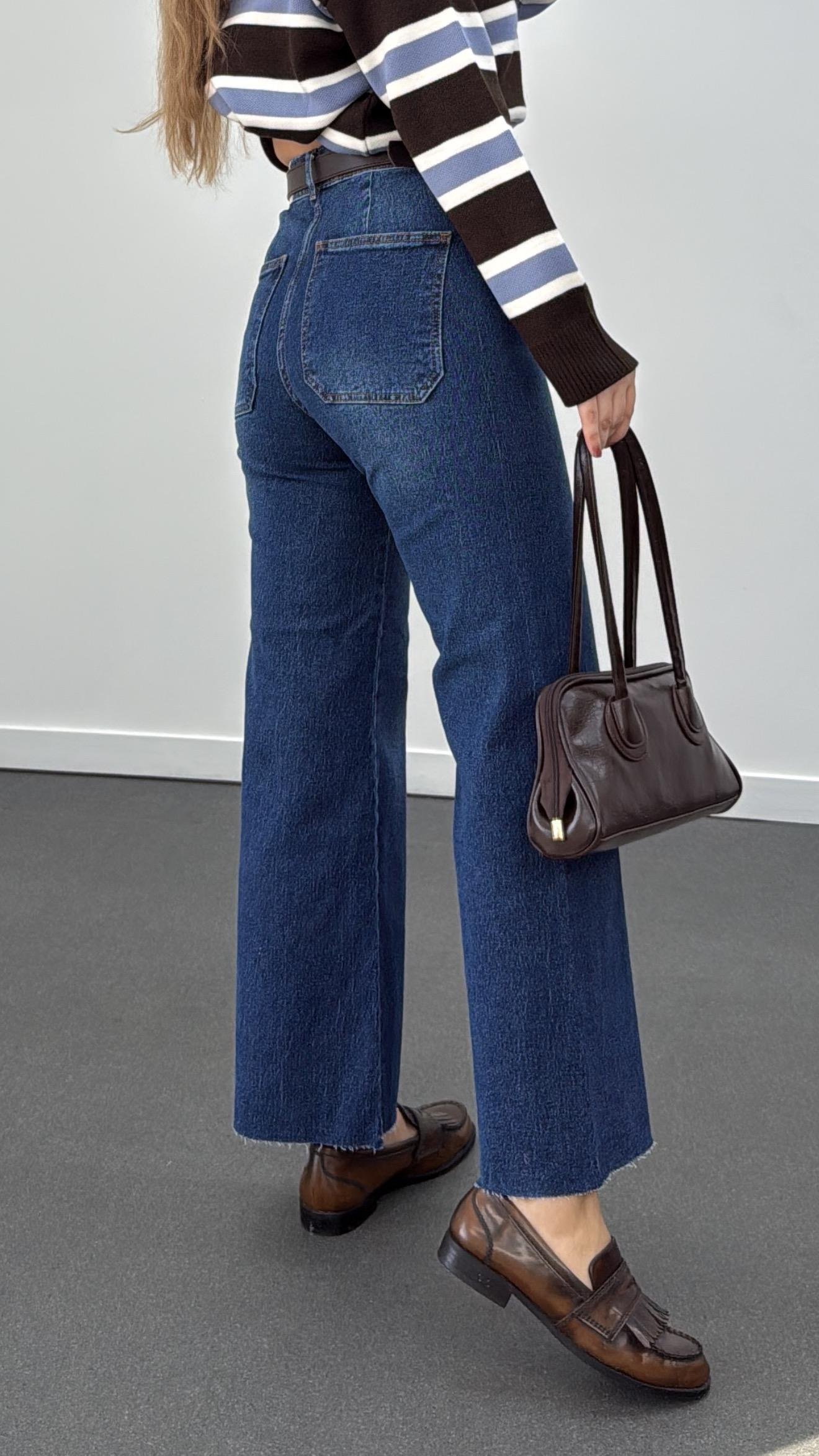Francisco Kot Renk Wide Leg Crop Jeans