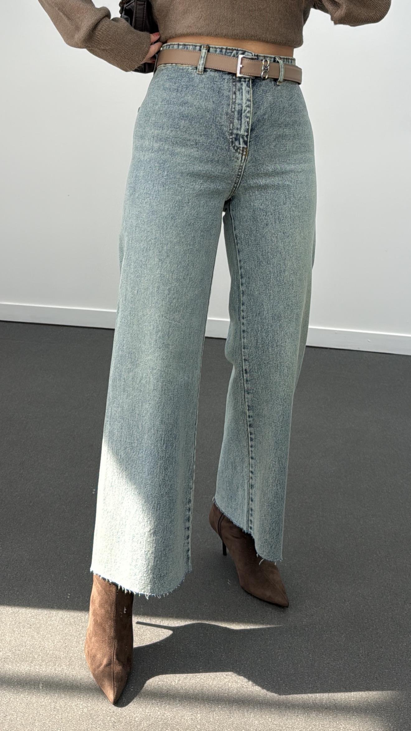 Francisco Tint Yıkamalı Wide Leg Crop Jeans