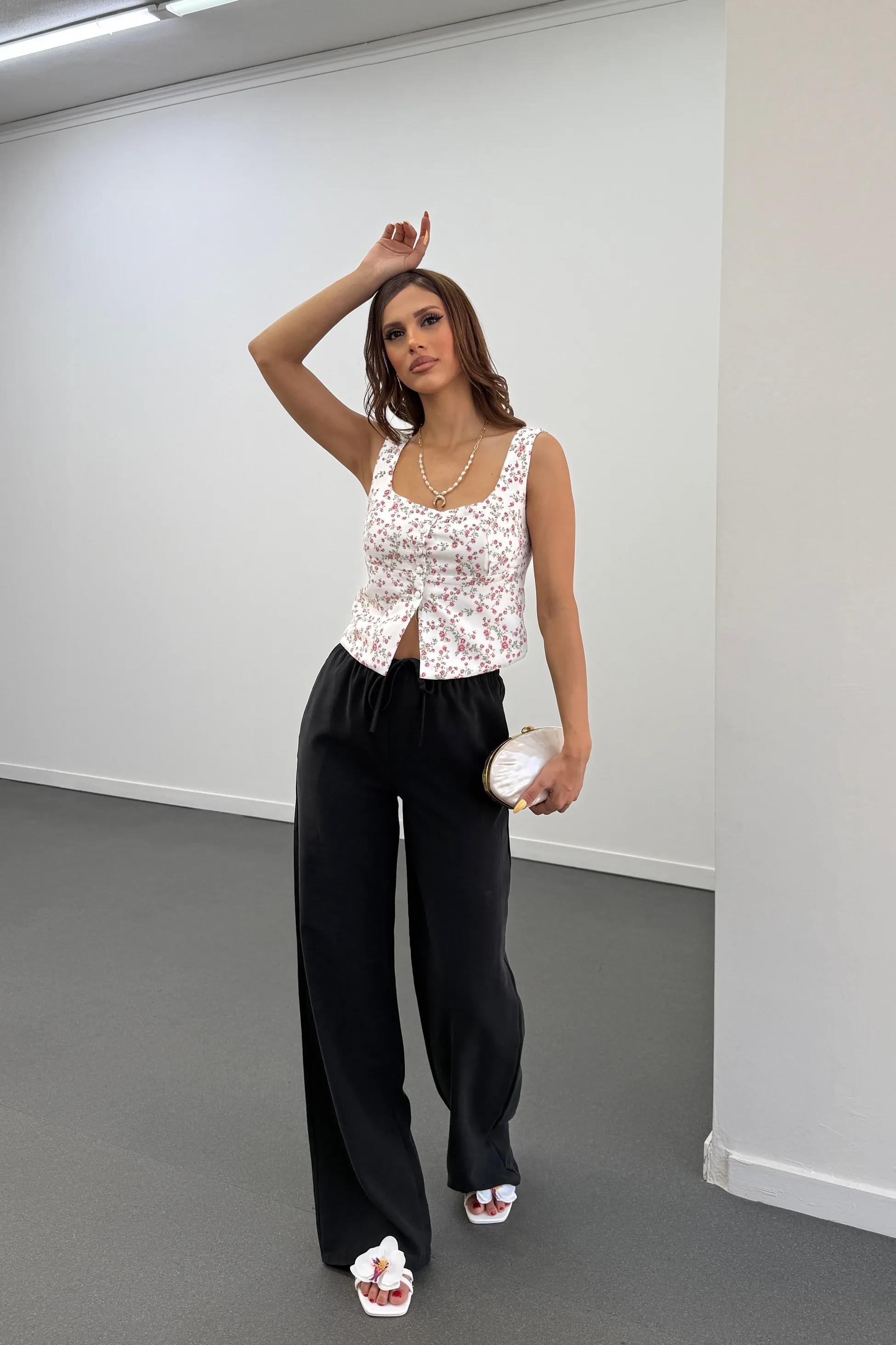 Friya Siyah Modal Beli Lastikli Pantolon